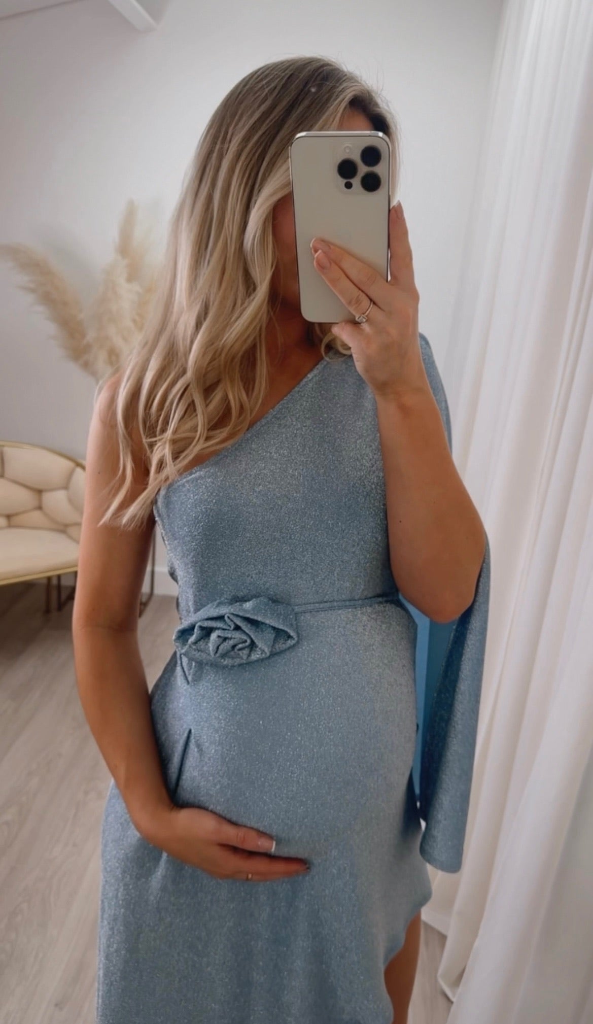 Liberty Maternity Rose Dress Blue Glitter