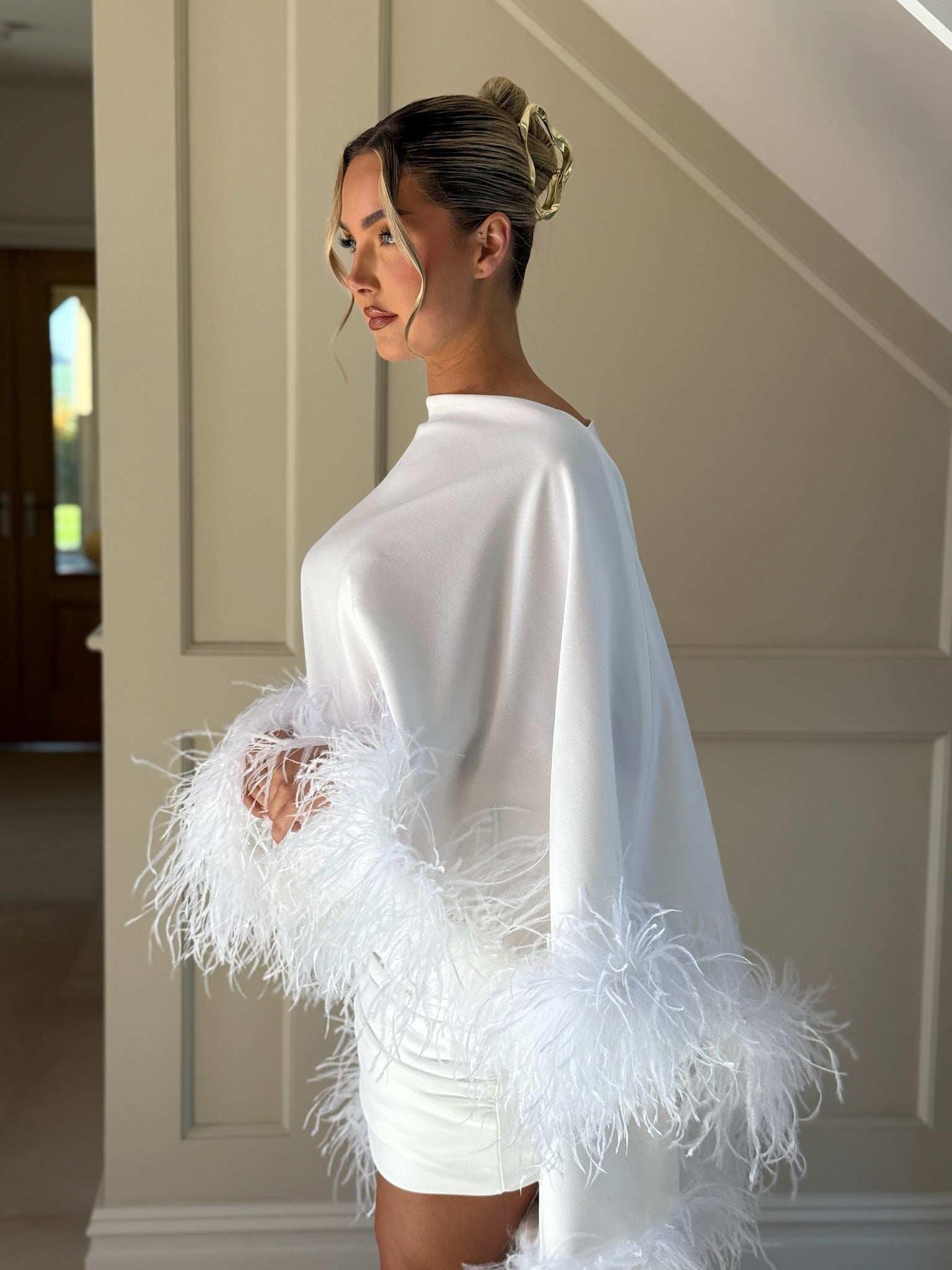 Kylie Cape Mini Skirt Set White