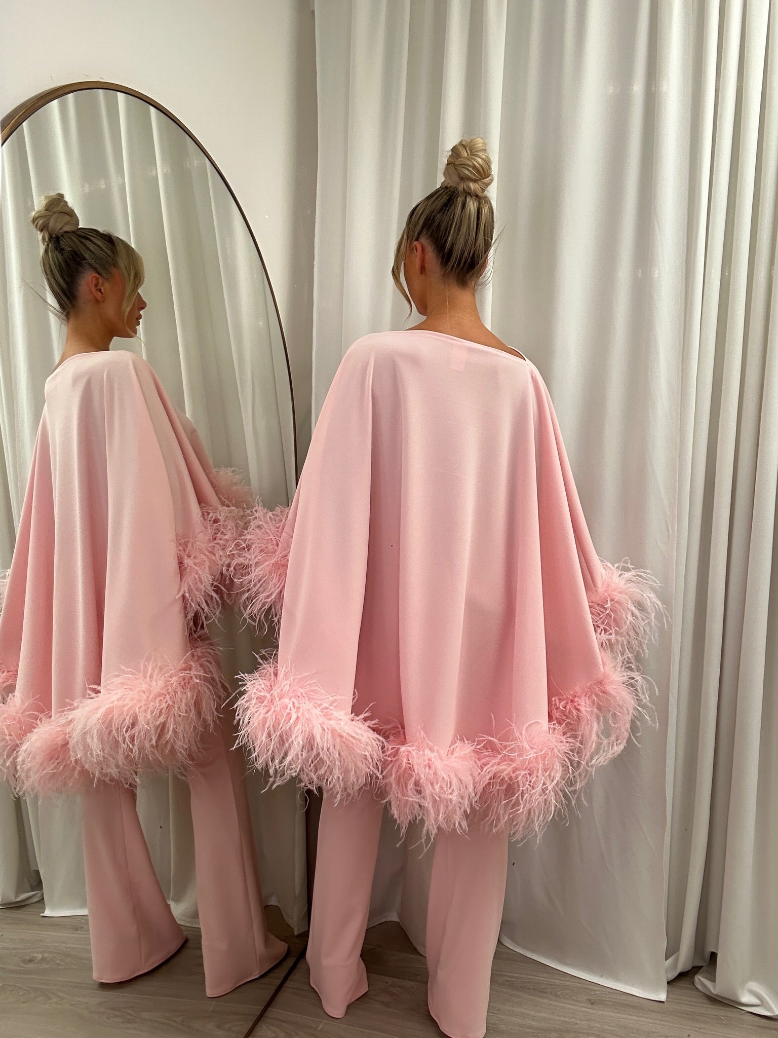 Kylie Cape Trouser Set Baby Pink