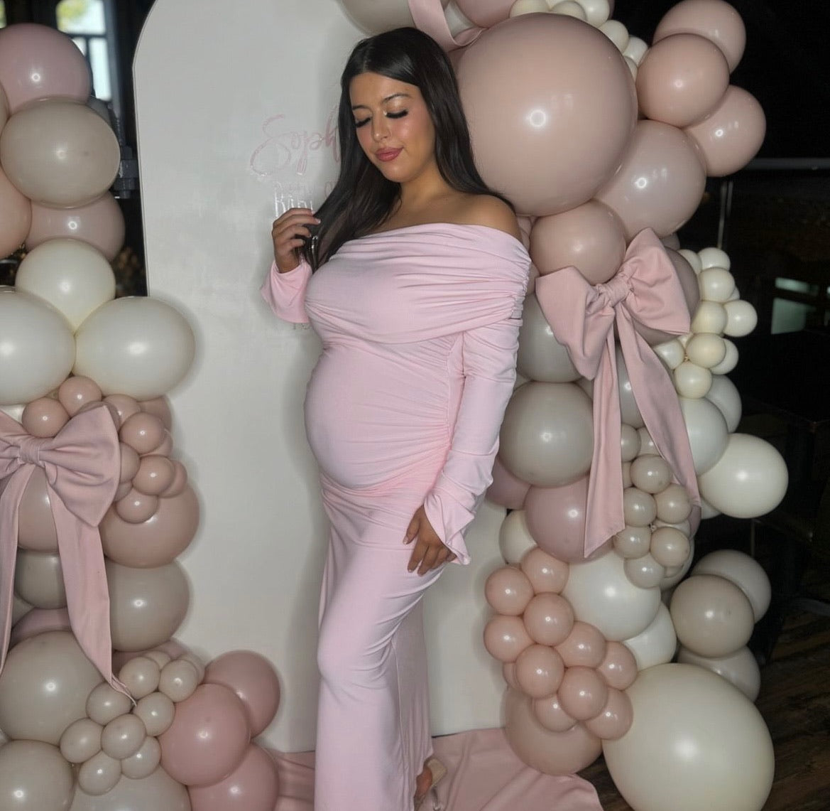 April Two Sleeve Maternity Dress Baby Pink