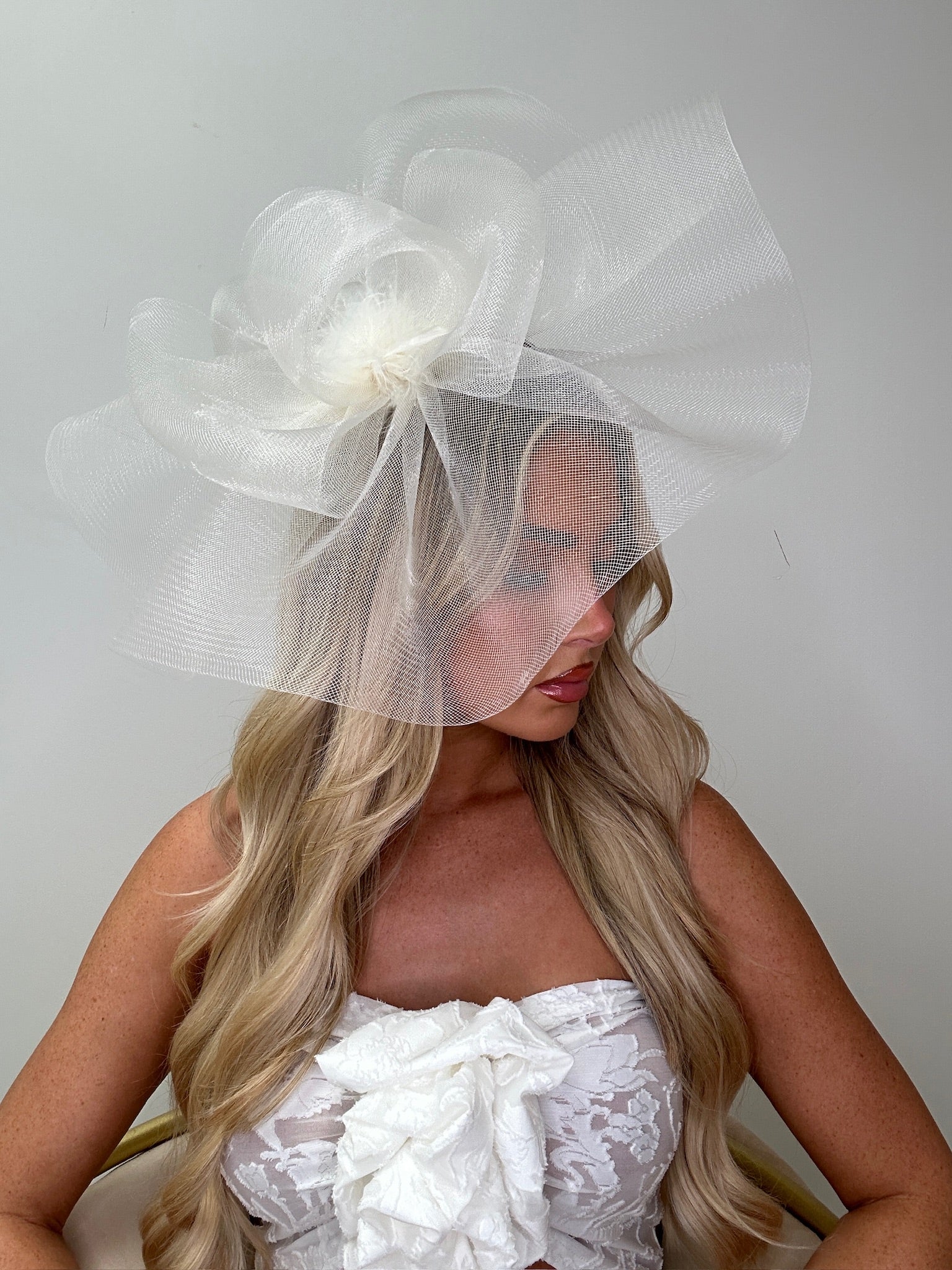 Loop Feather Fascinator Headband Cream