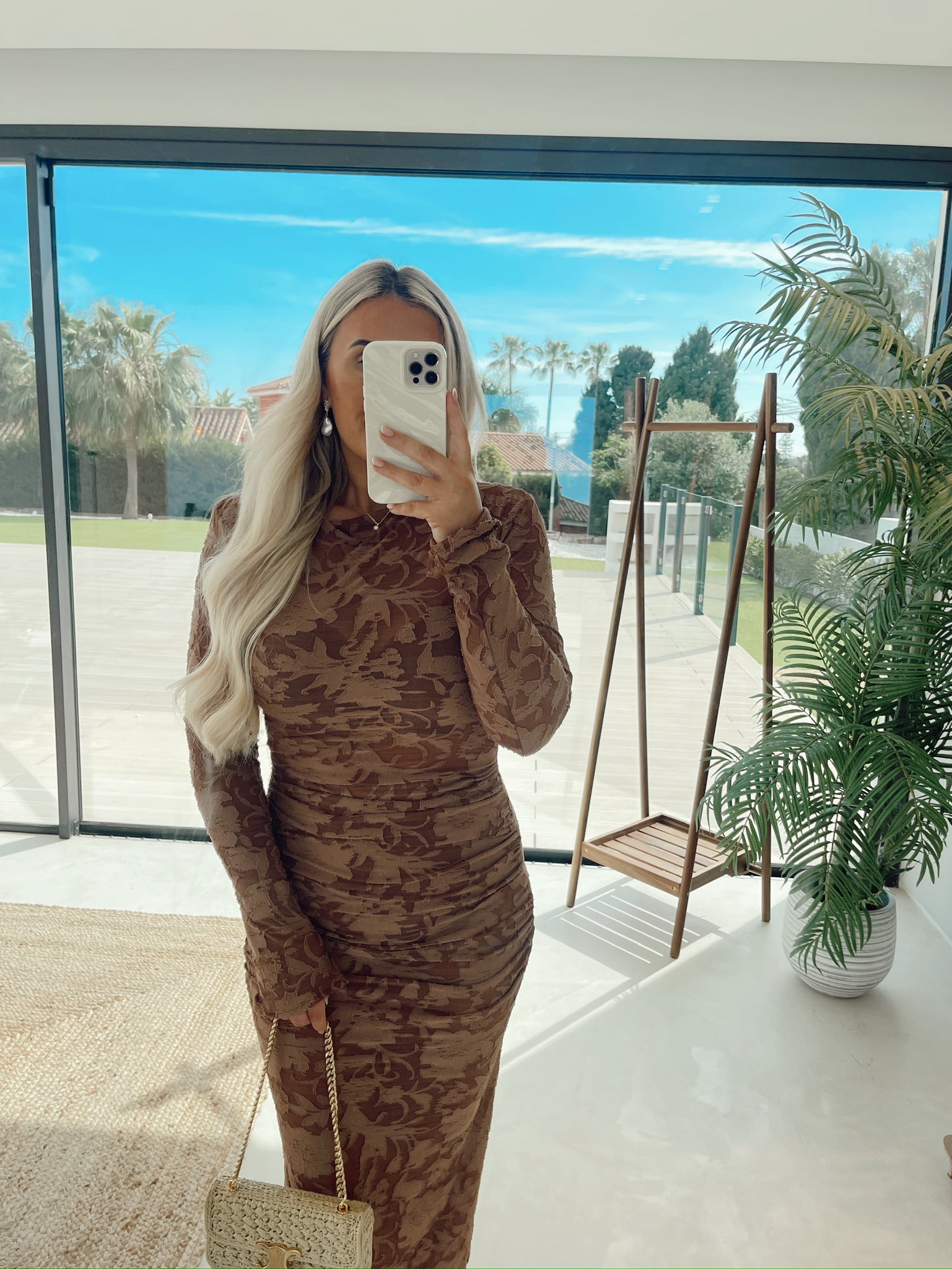 Ada Floorlength Sheer Dress Almond Brown