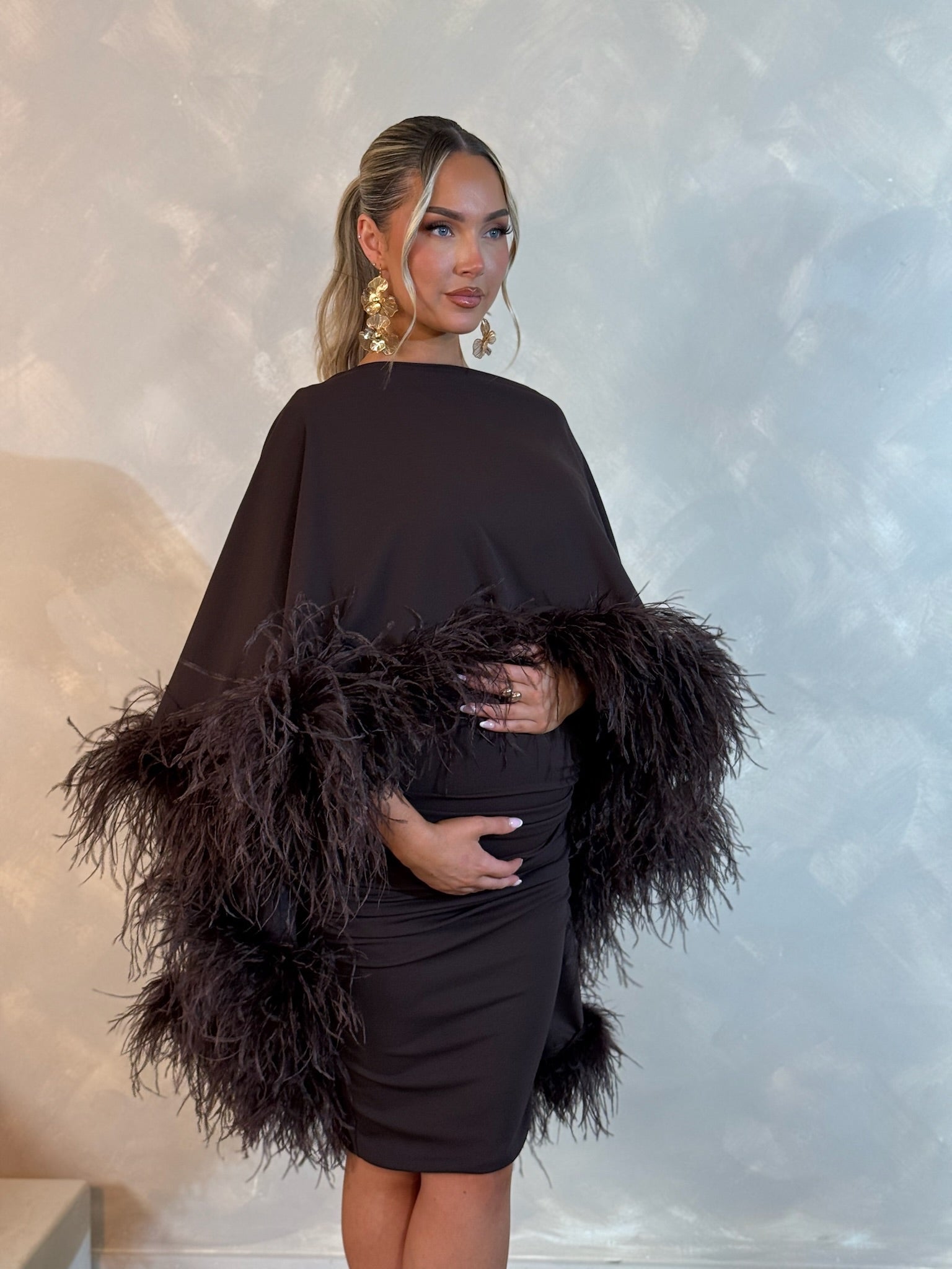 Kylie Cape Midi Skirt Maternity Set chocolate brown