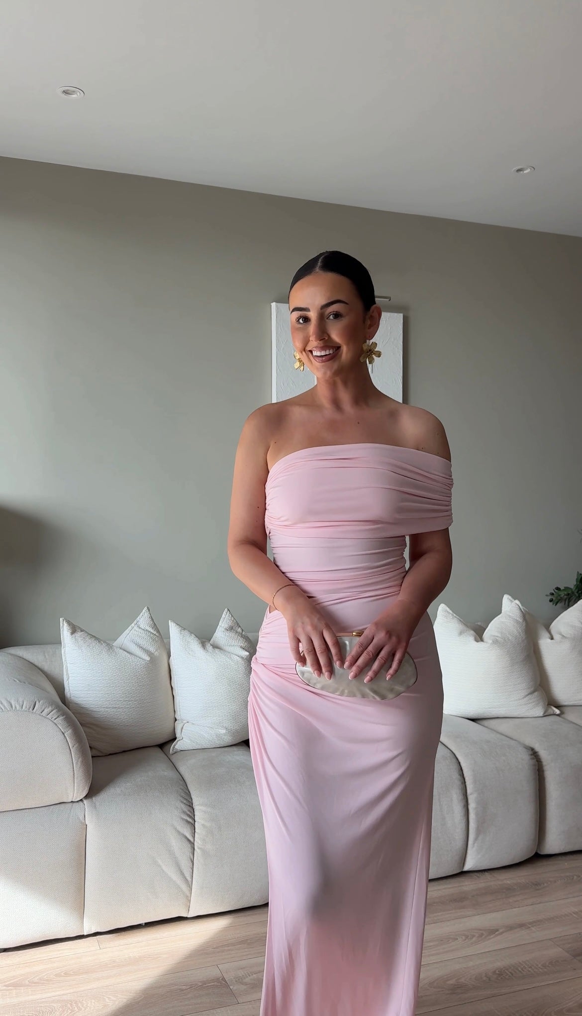 Olivia Asymmetric sleeveless Dress baby pink