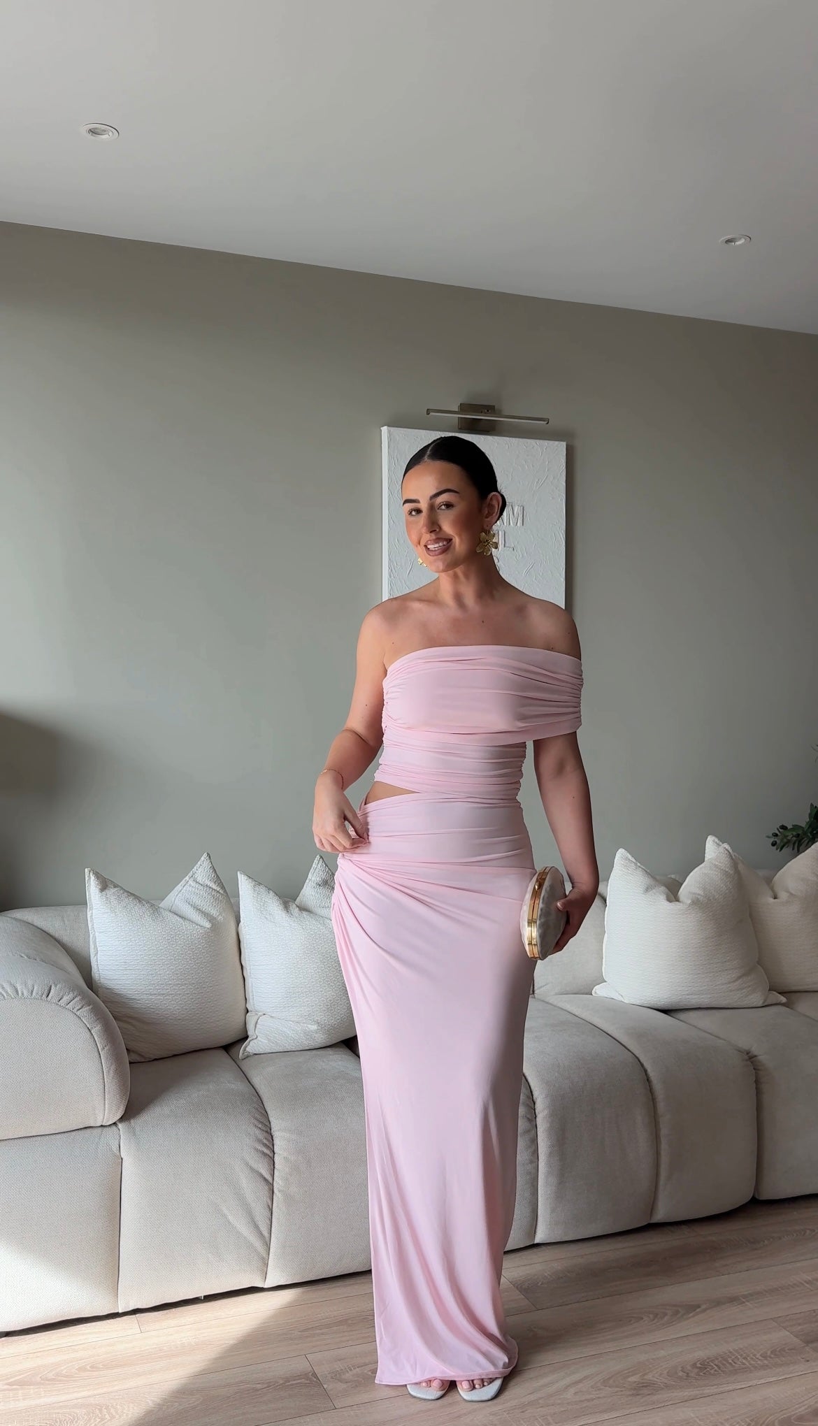 Olivia Asymmetric sleeveless Dress baby pink