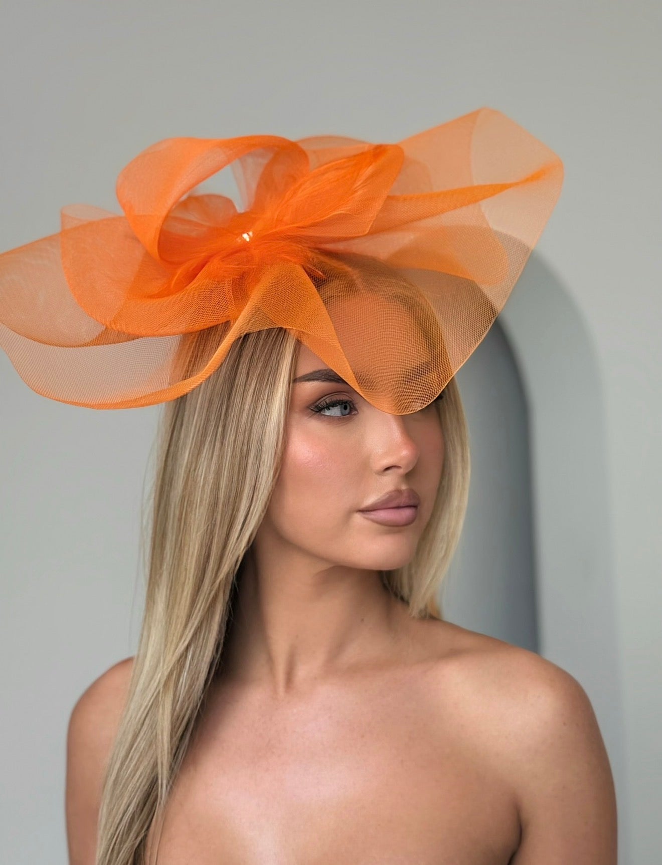 Loop Feather Fascinator Headband Orange