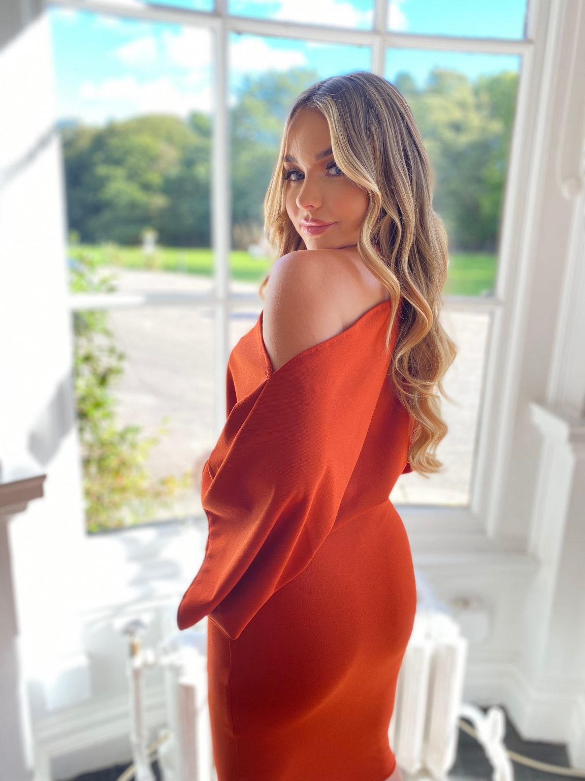 Lottie Midi Dress Rust