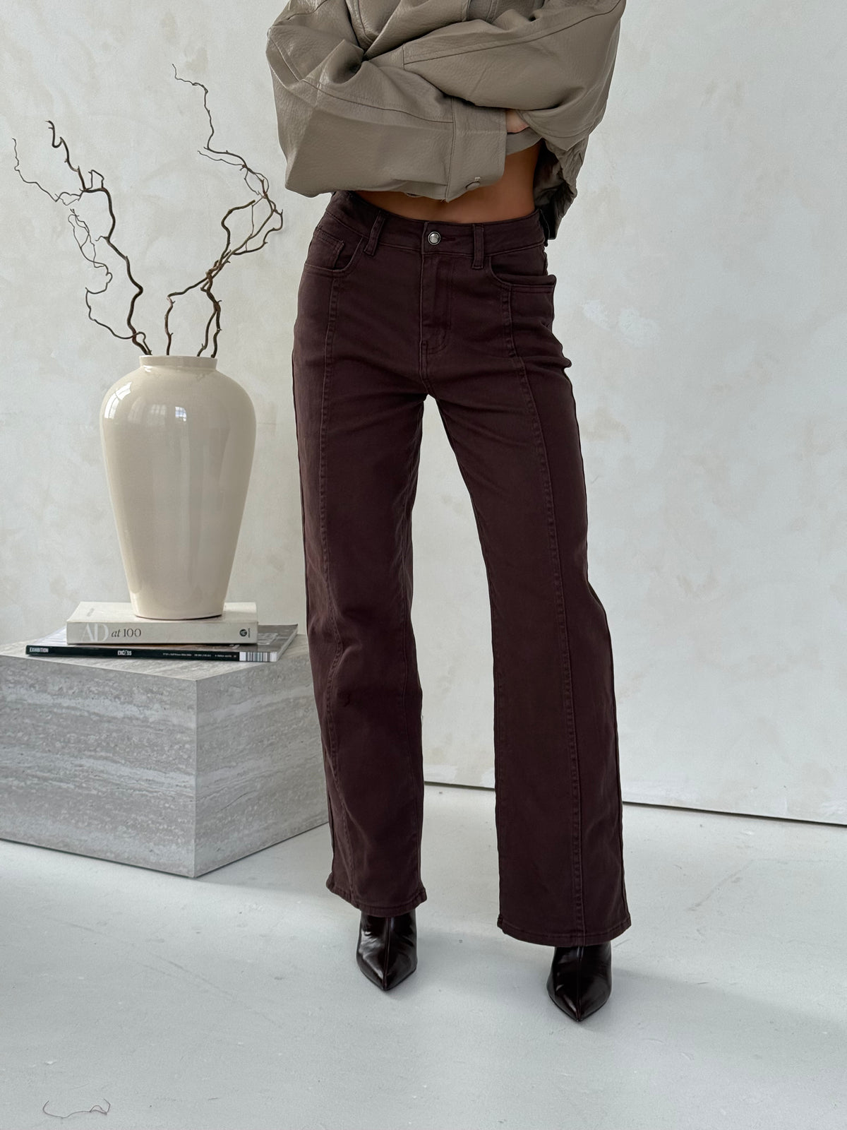 Chocolate Brown Straight Leg Jeans
