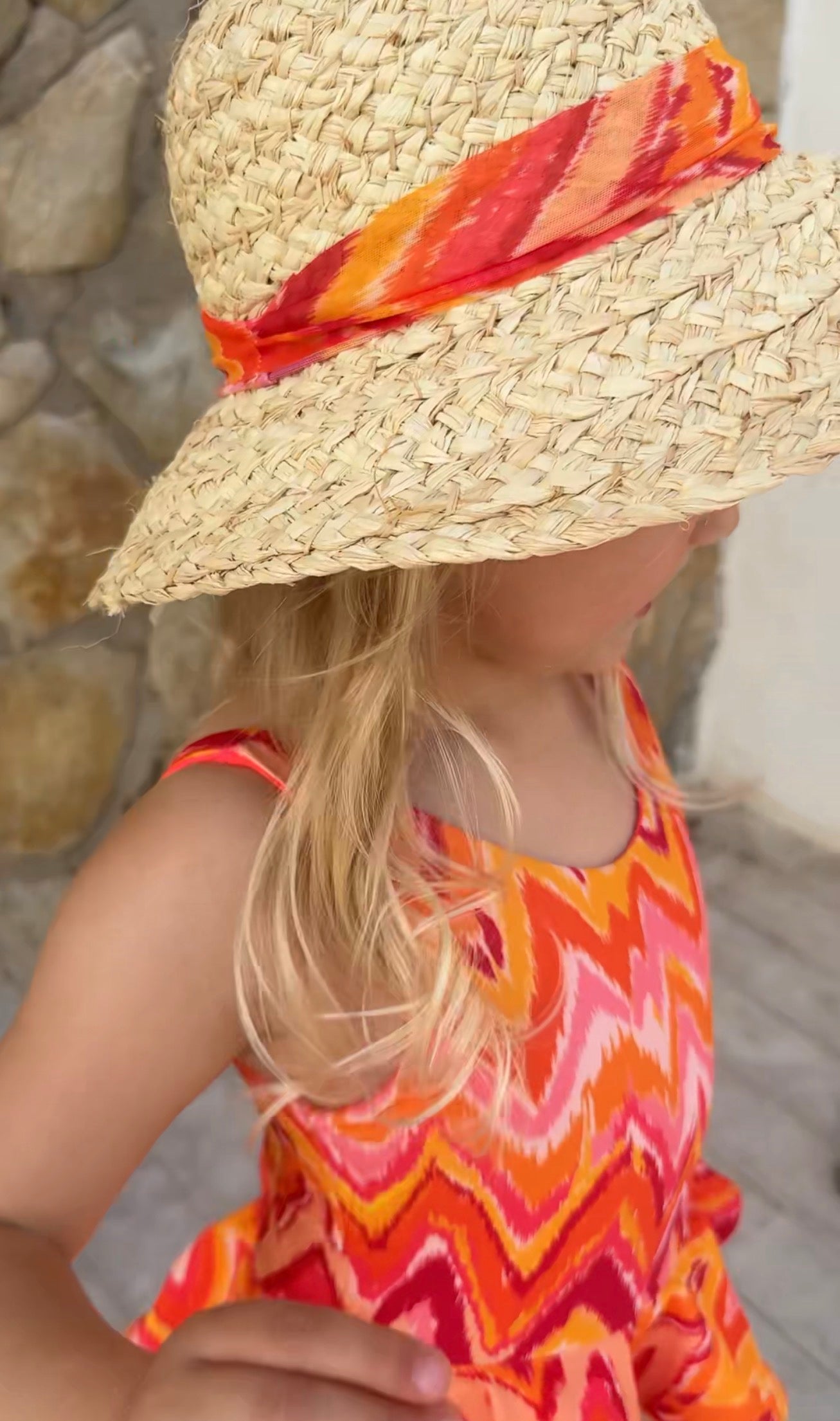 Mini Marrakesh Orange Raffia Sun Hat