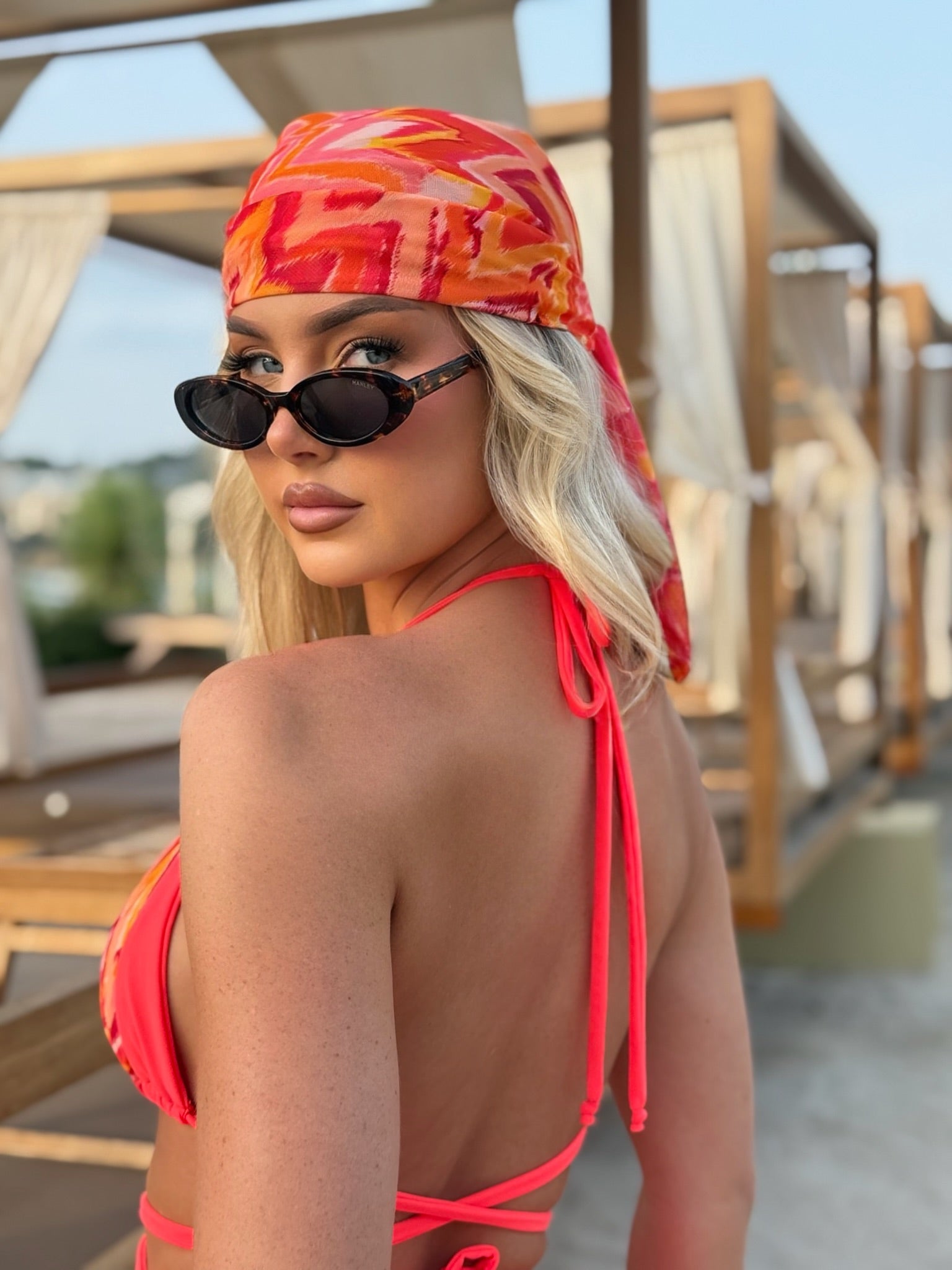 Marrakesh Orange Two Tone Triangle Bikini Top