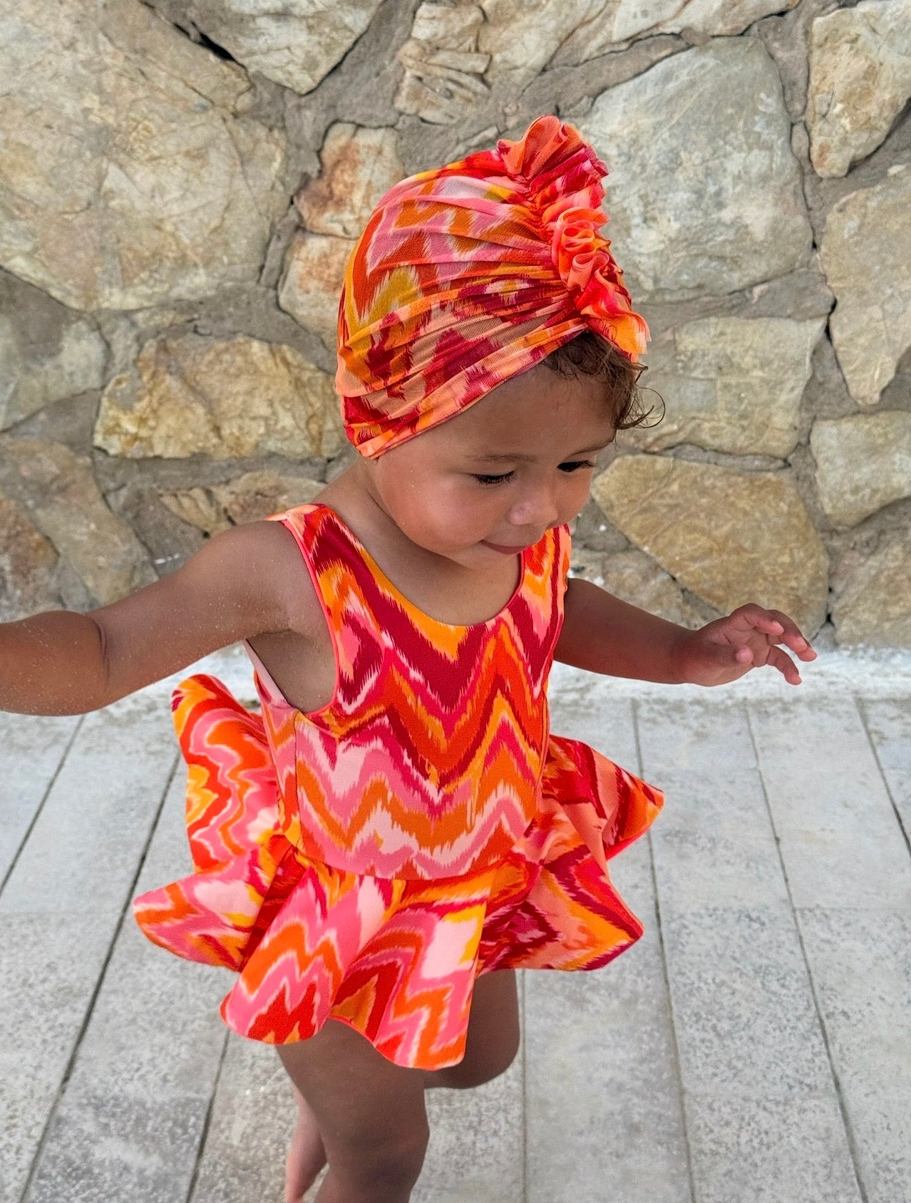 Mini Marrakesh Orange Peplum Ruffle Swimsuit