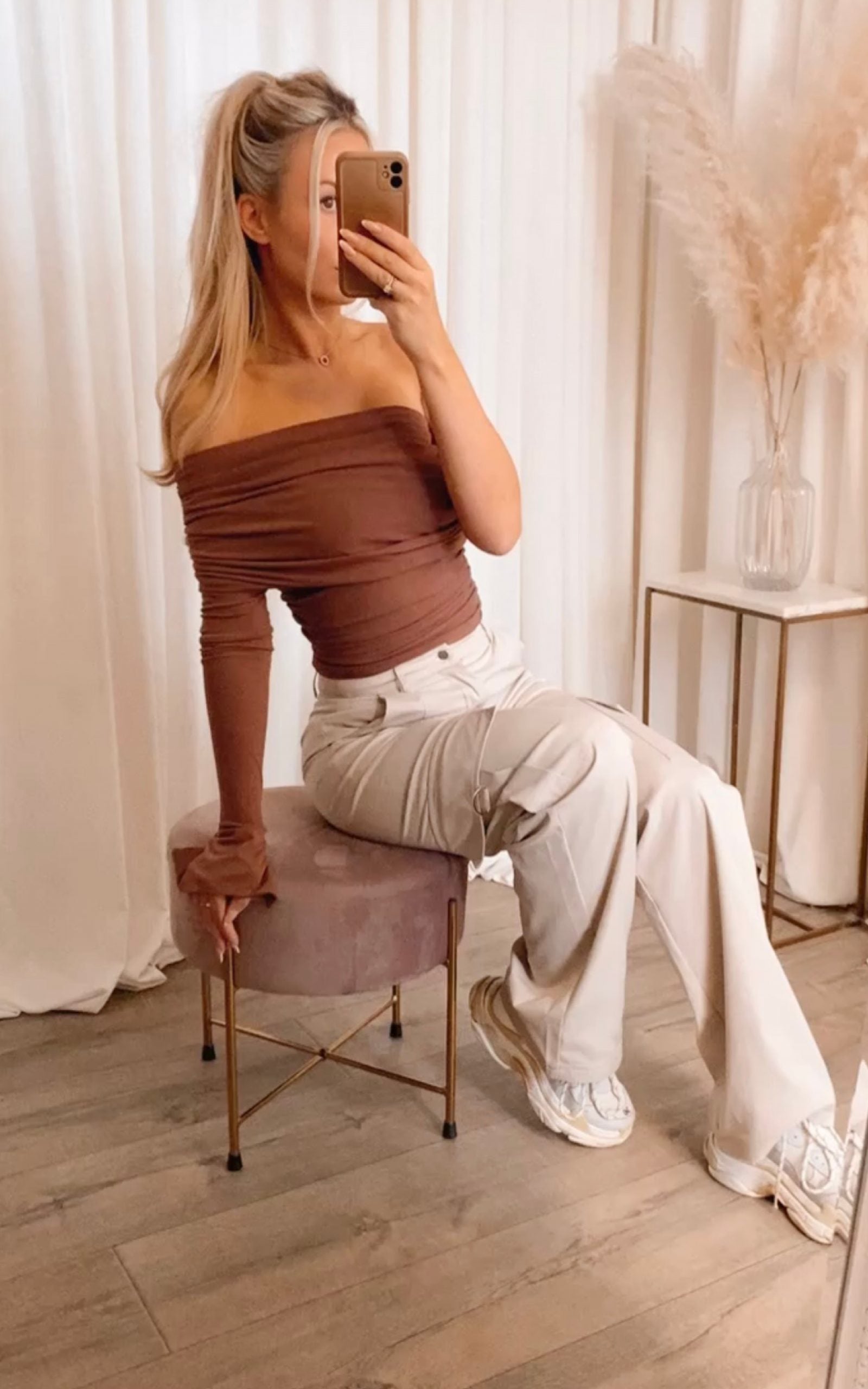 Olivia Asymmetric Top Almond Brown