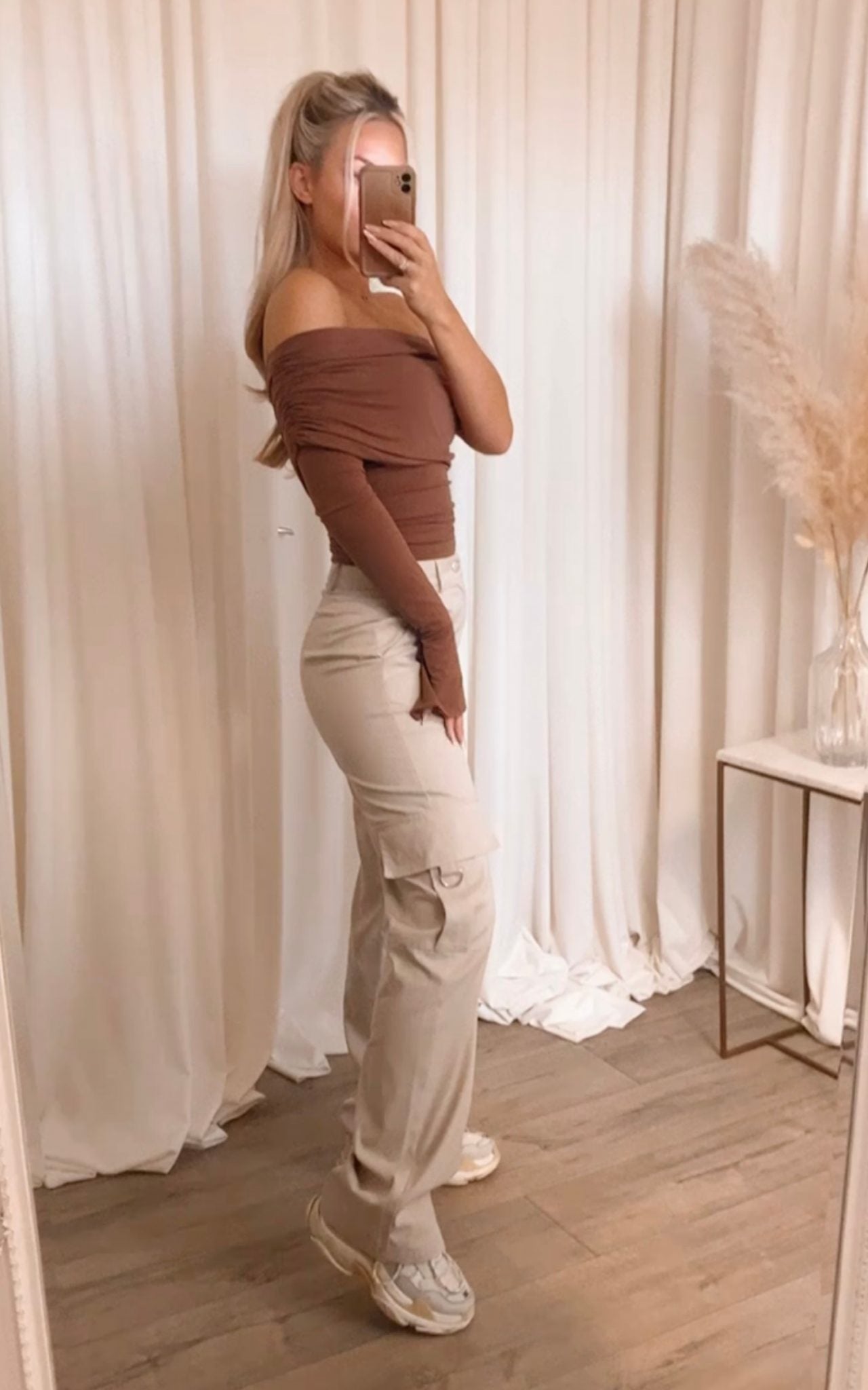 Olivia Asymmetric Top Almond Brown