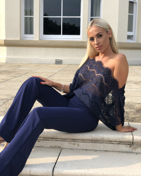 Emy Lace Jumpsuit Navy Blue
