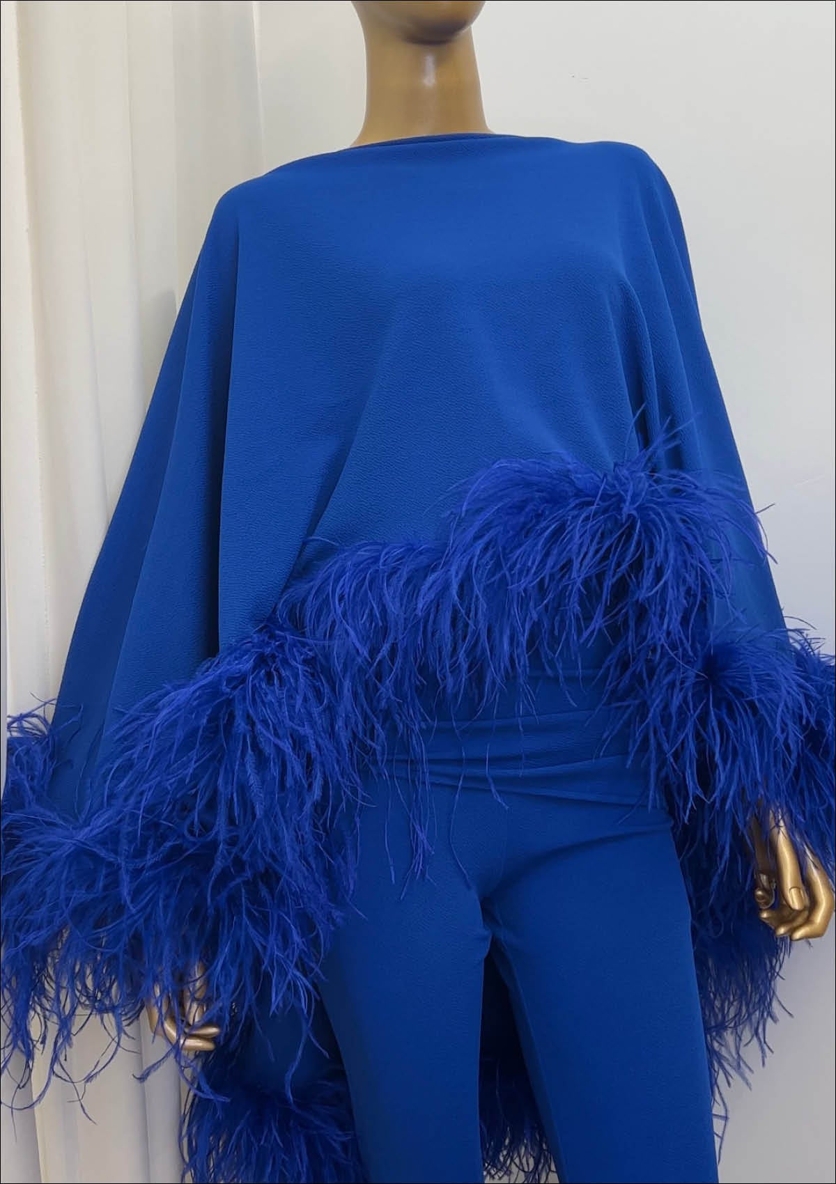 Kylie Cape Trouser Set Royal Blue