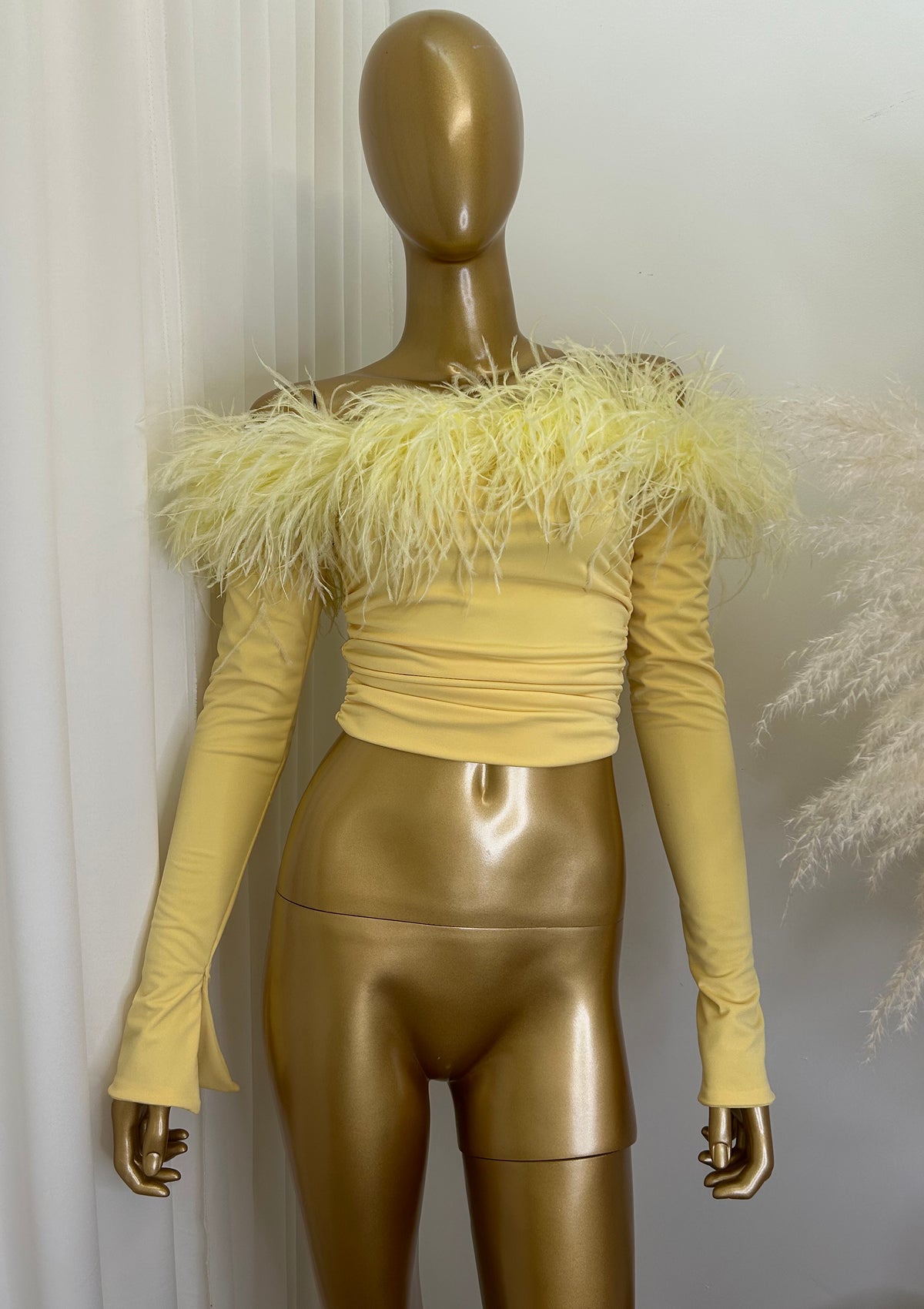 Carrie Ostrich Top Yellow