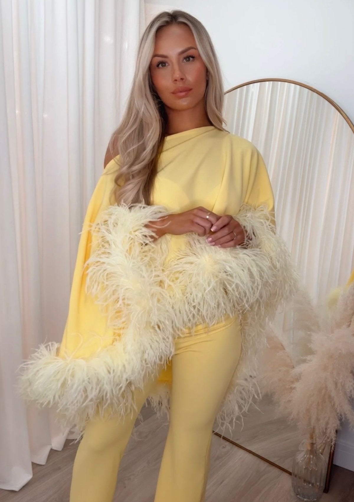 Kylie Cape Trouser Set Yellow
