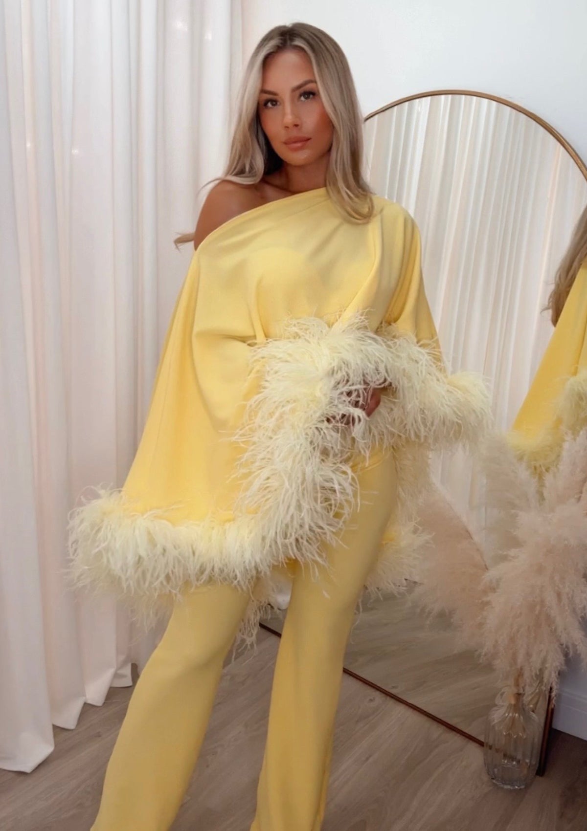 Kylie Cape Trouser Set Yellow