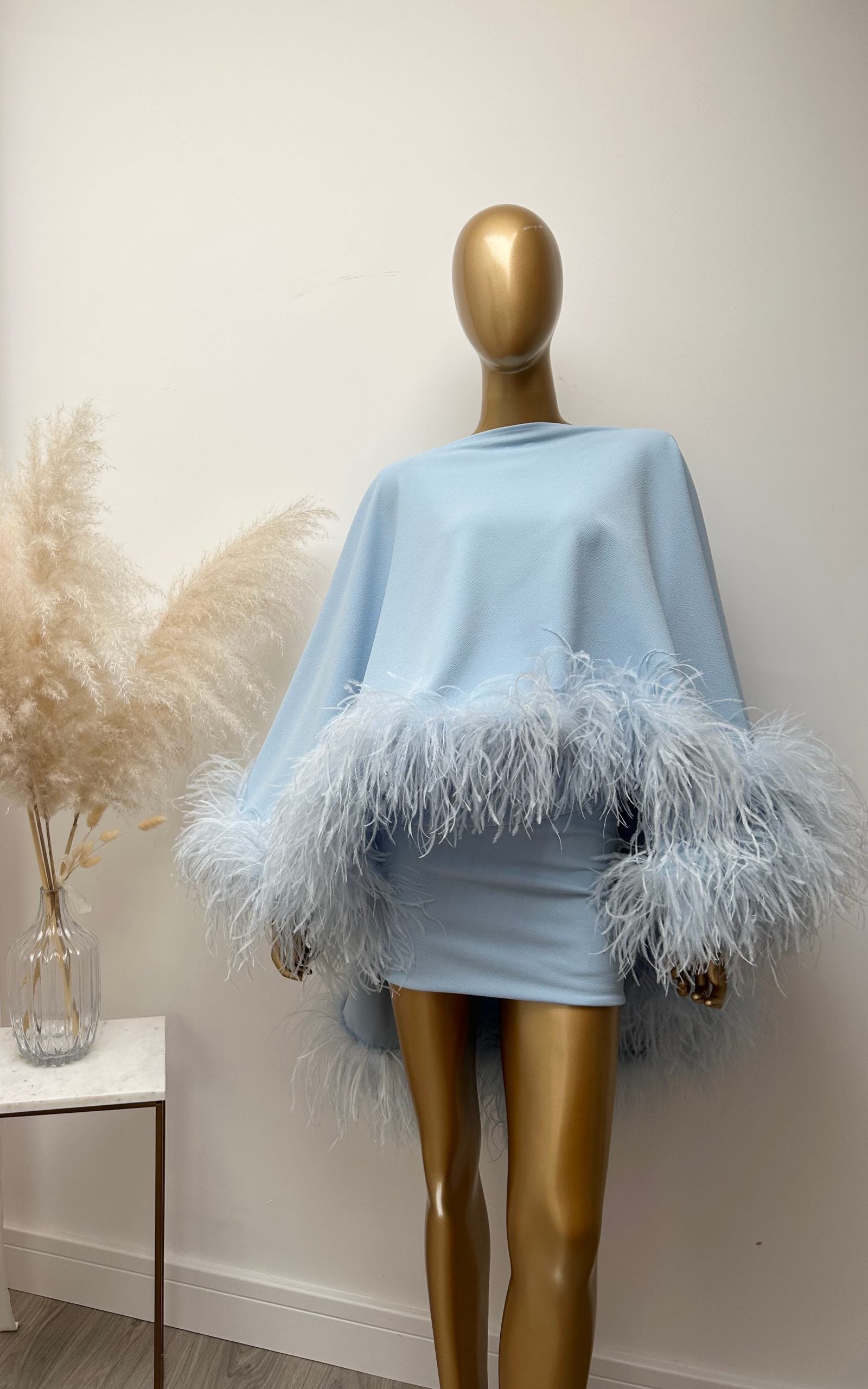Kylie Cape Mini Skirt Set Baby Blue