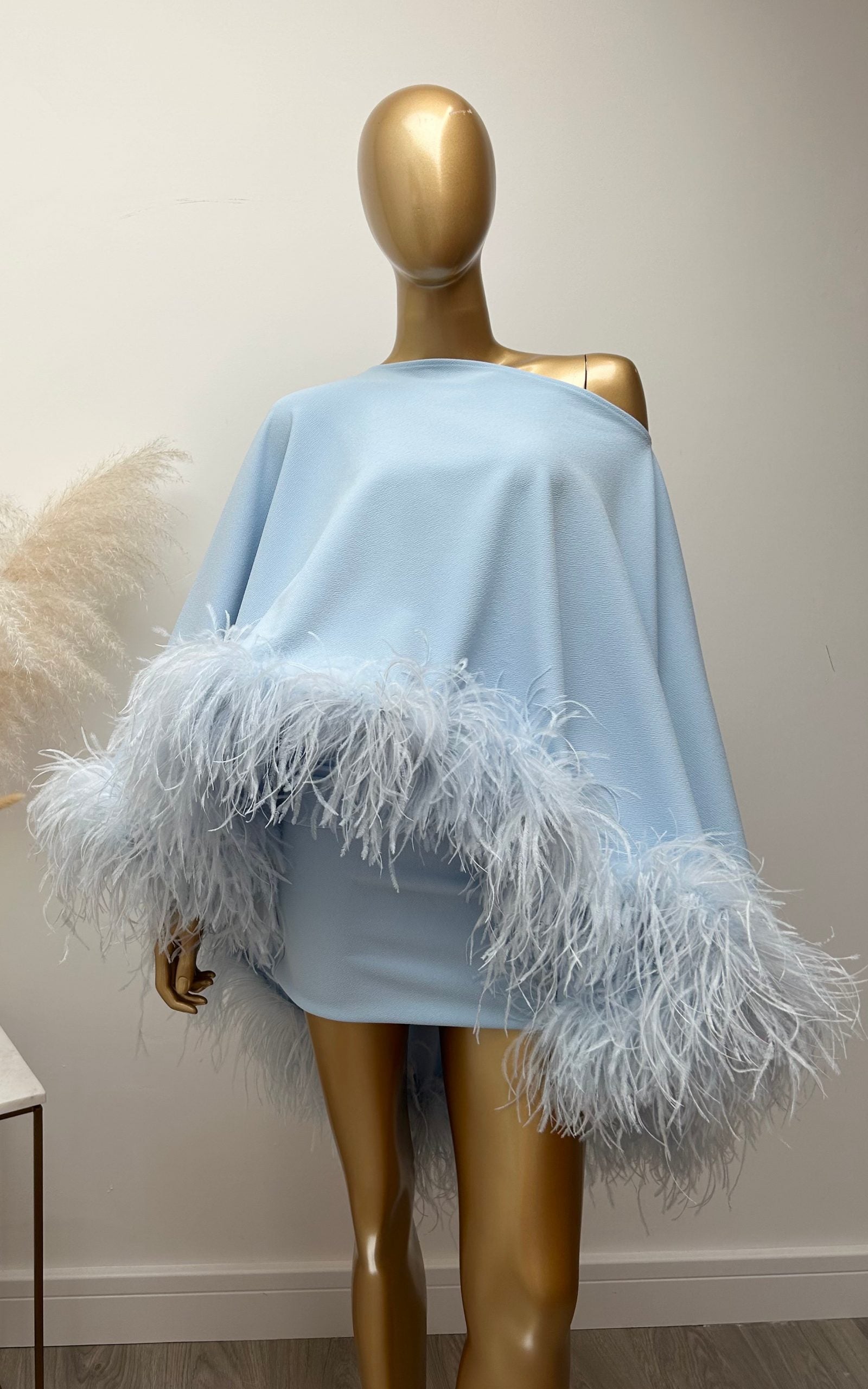 Kylie Cape Mini Skirt Set Baby Blue