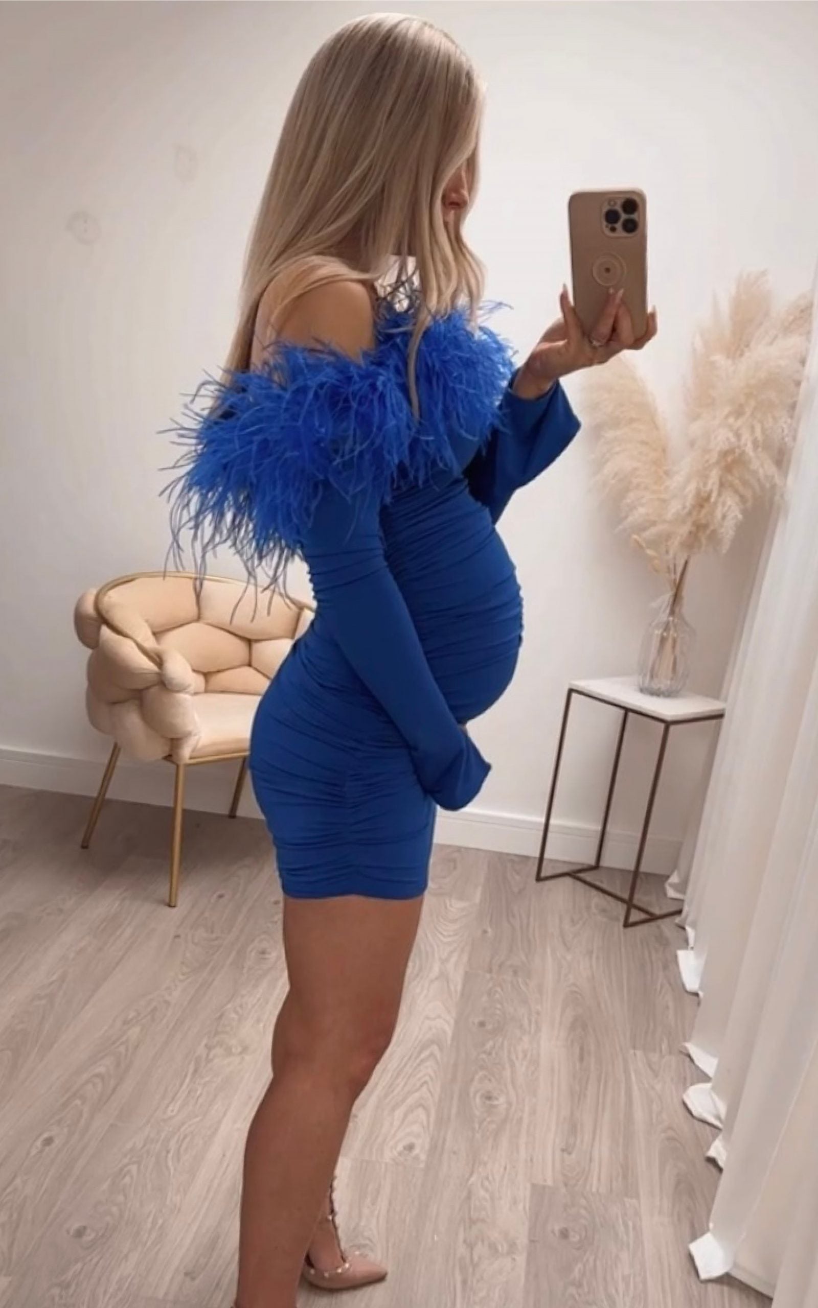 Blue Carrie Maternity Dress | Ostrich Feathers