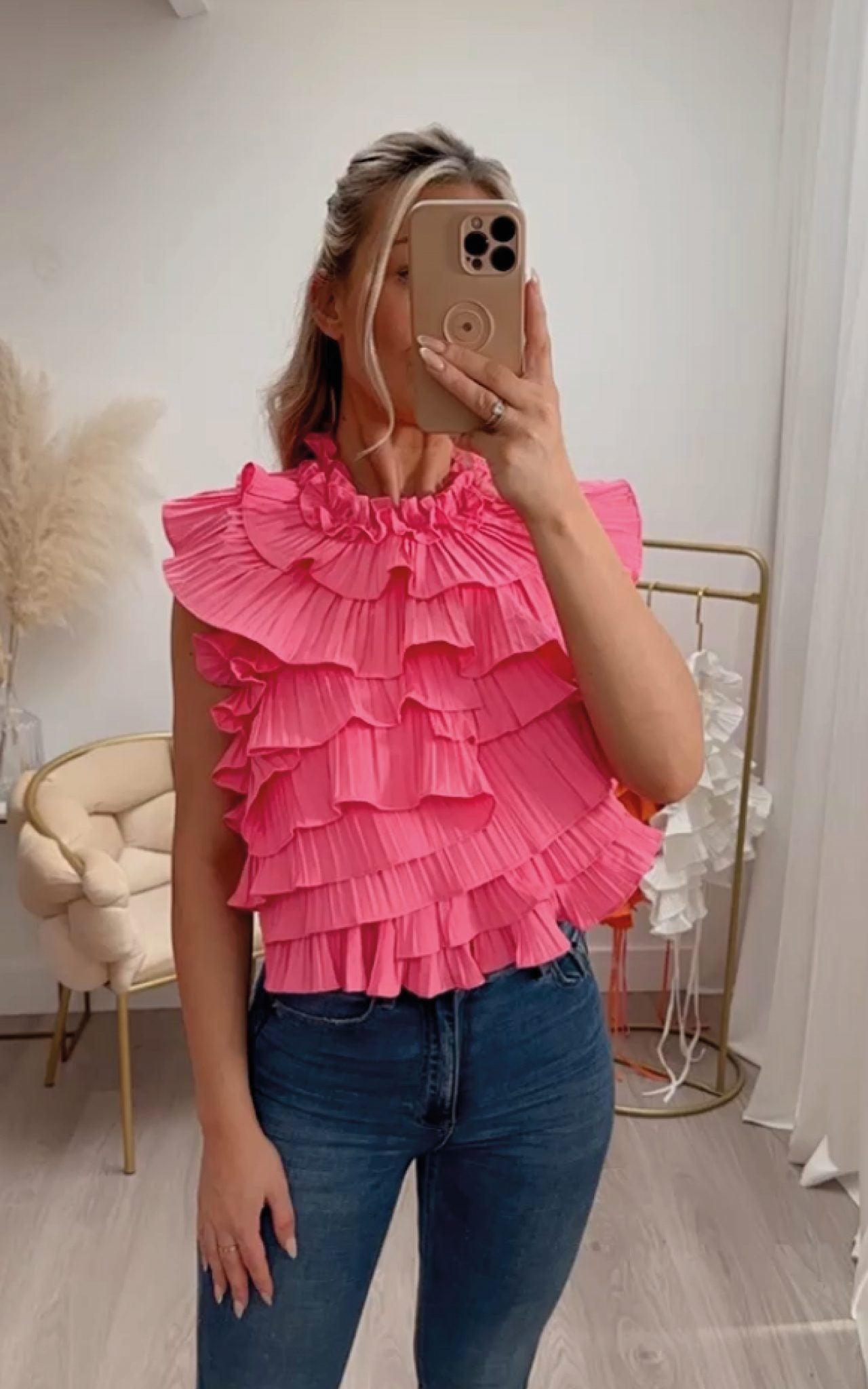 Ruffle Top Hot Pink