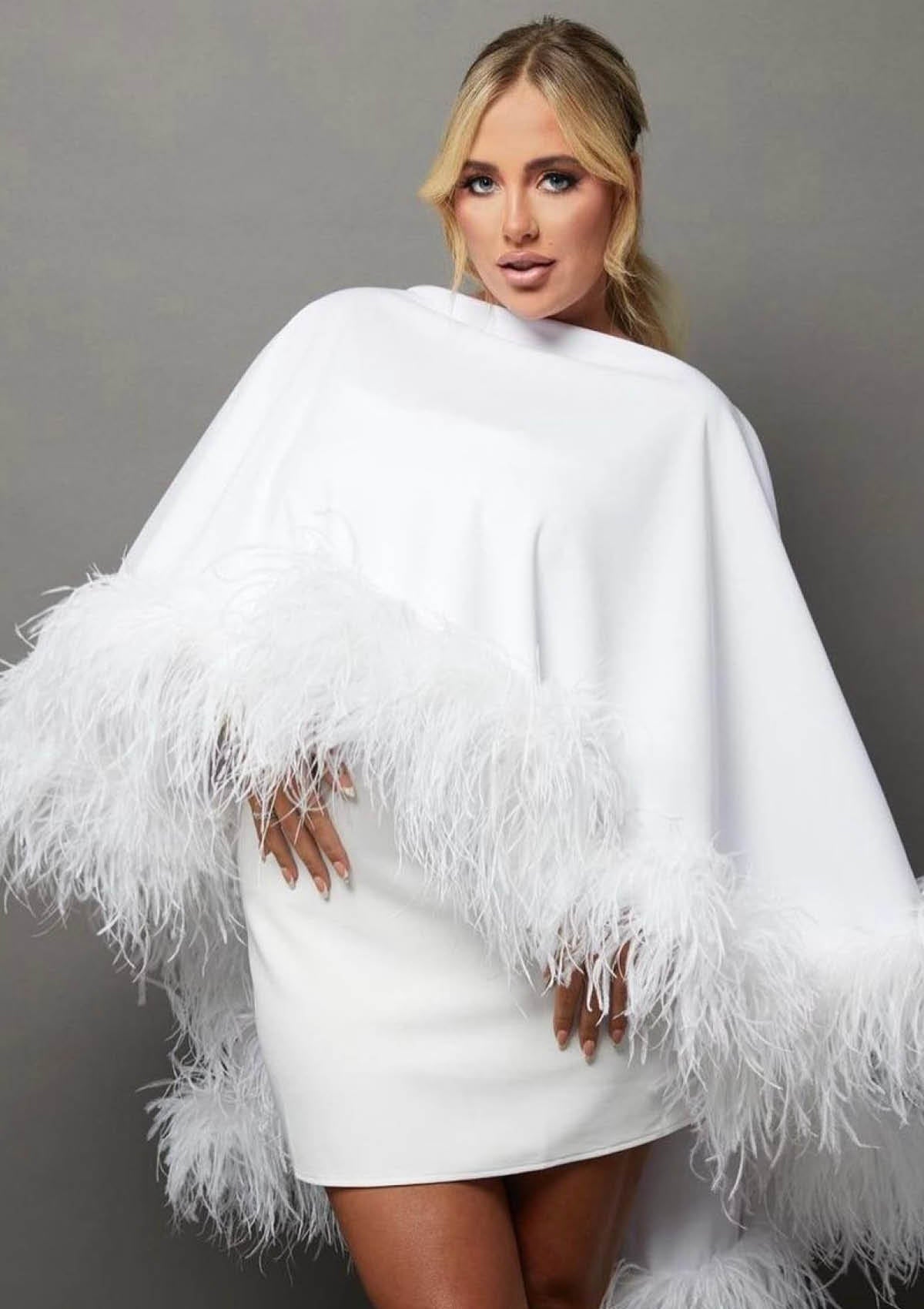 Kylie Cape Mini Skirt Set White