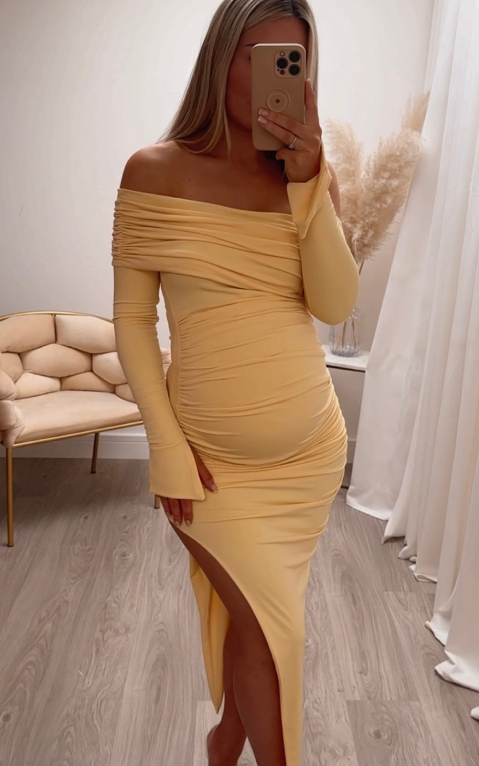 April Two Sleeve Maternity Dress Yellow