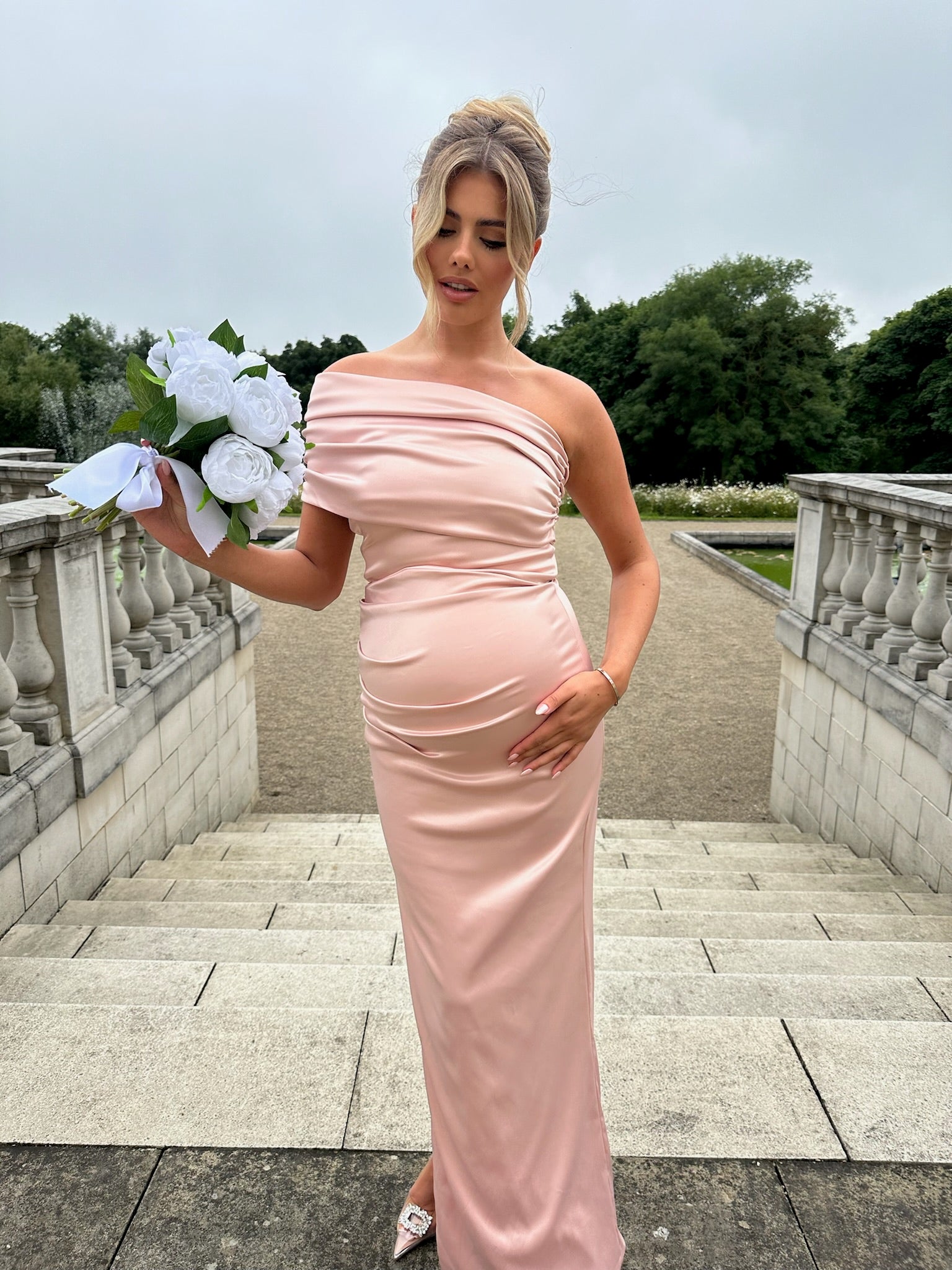 Monaco Maternity Dress Blush Pink