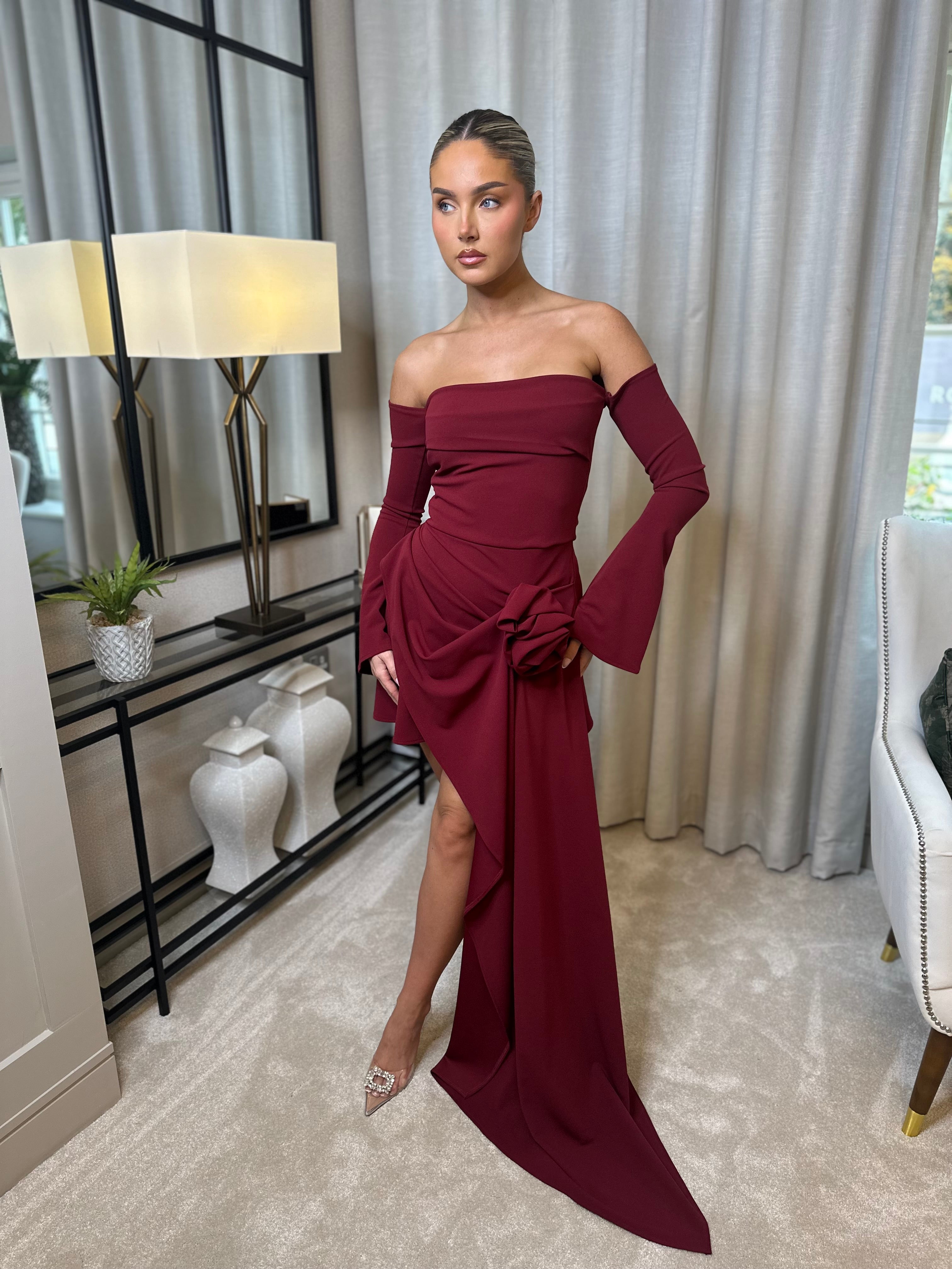Paris long sleeve Dress wine