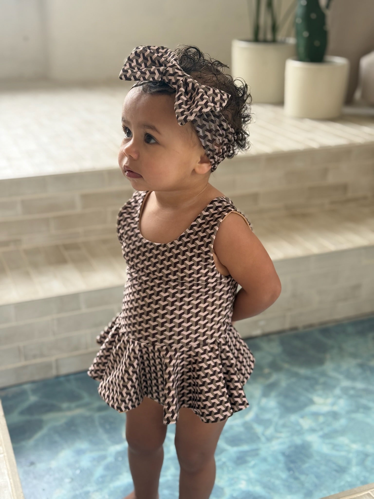 Mini Miami Taupe Peplum Ruffle Swimsuit