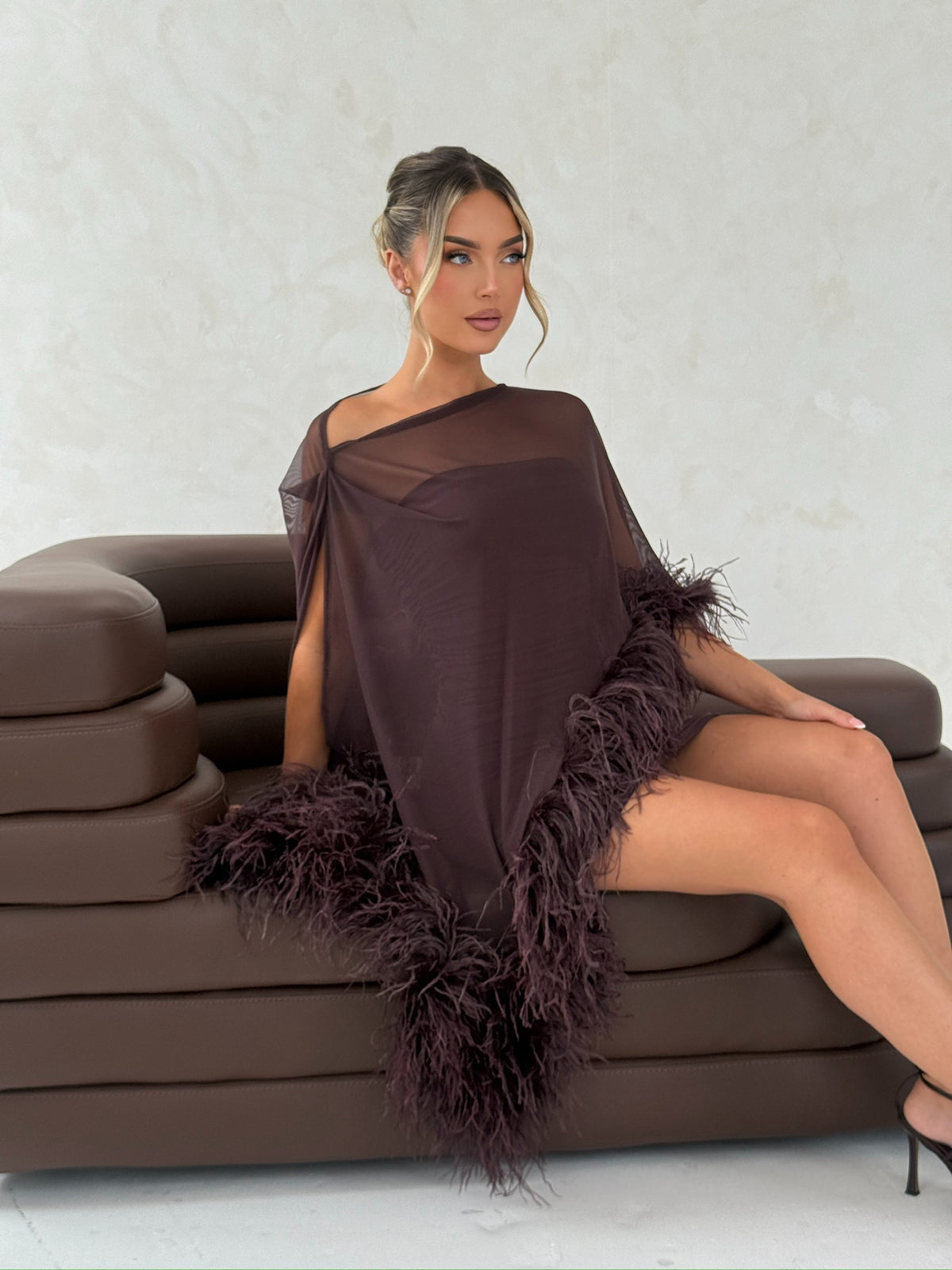 Cindy Cape Top Two Piece Set Chocolate Brown