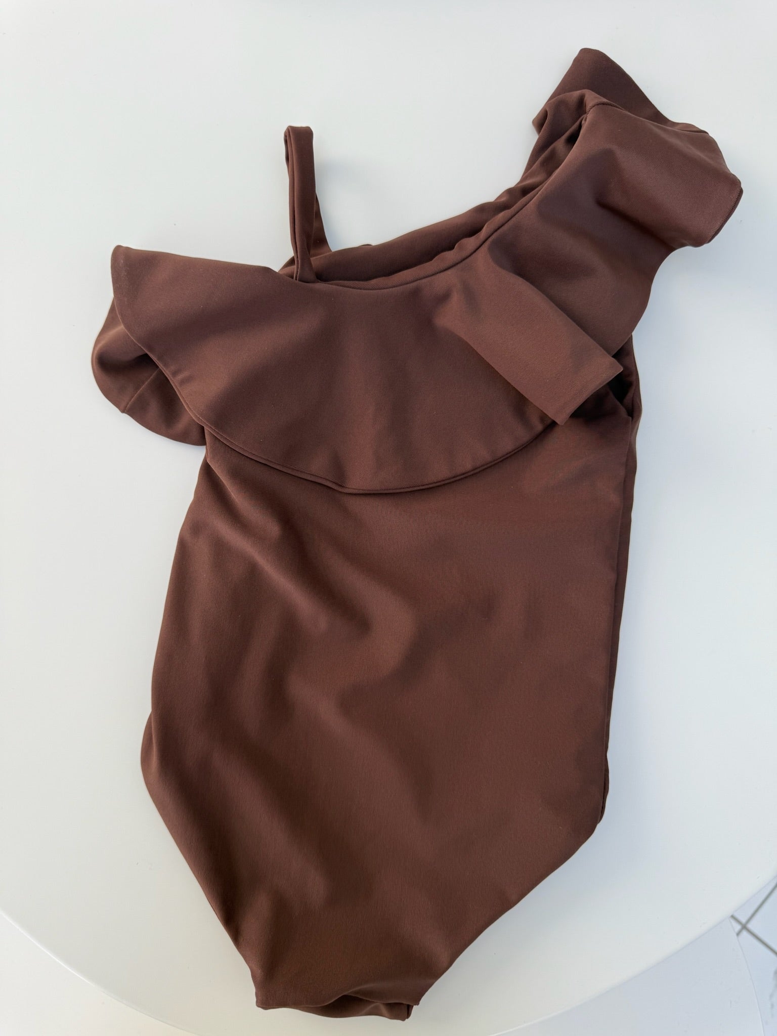 Mini Chocolate Brown Ruffle Swimsuit