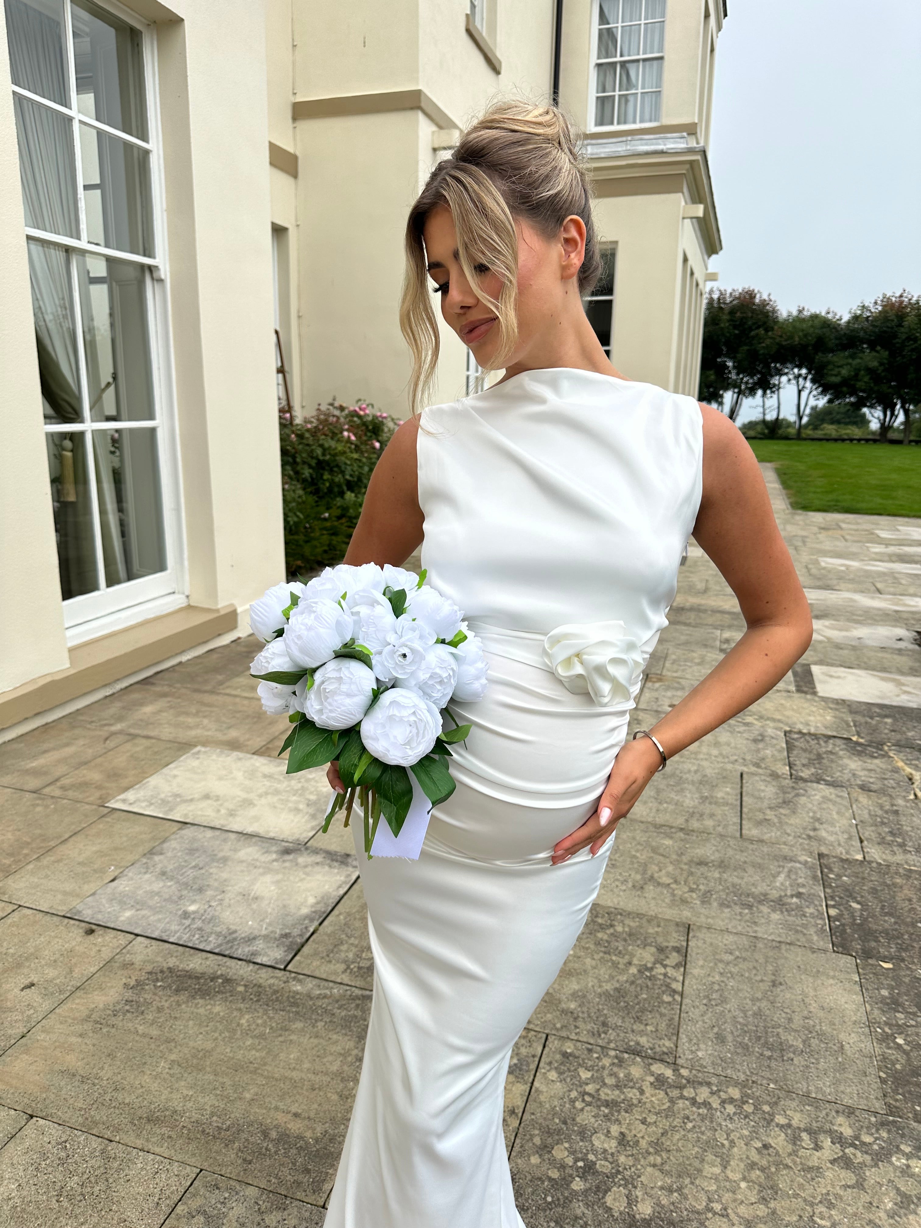 Bali Maternity Belt Dress White