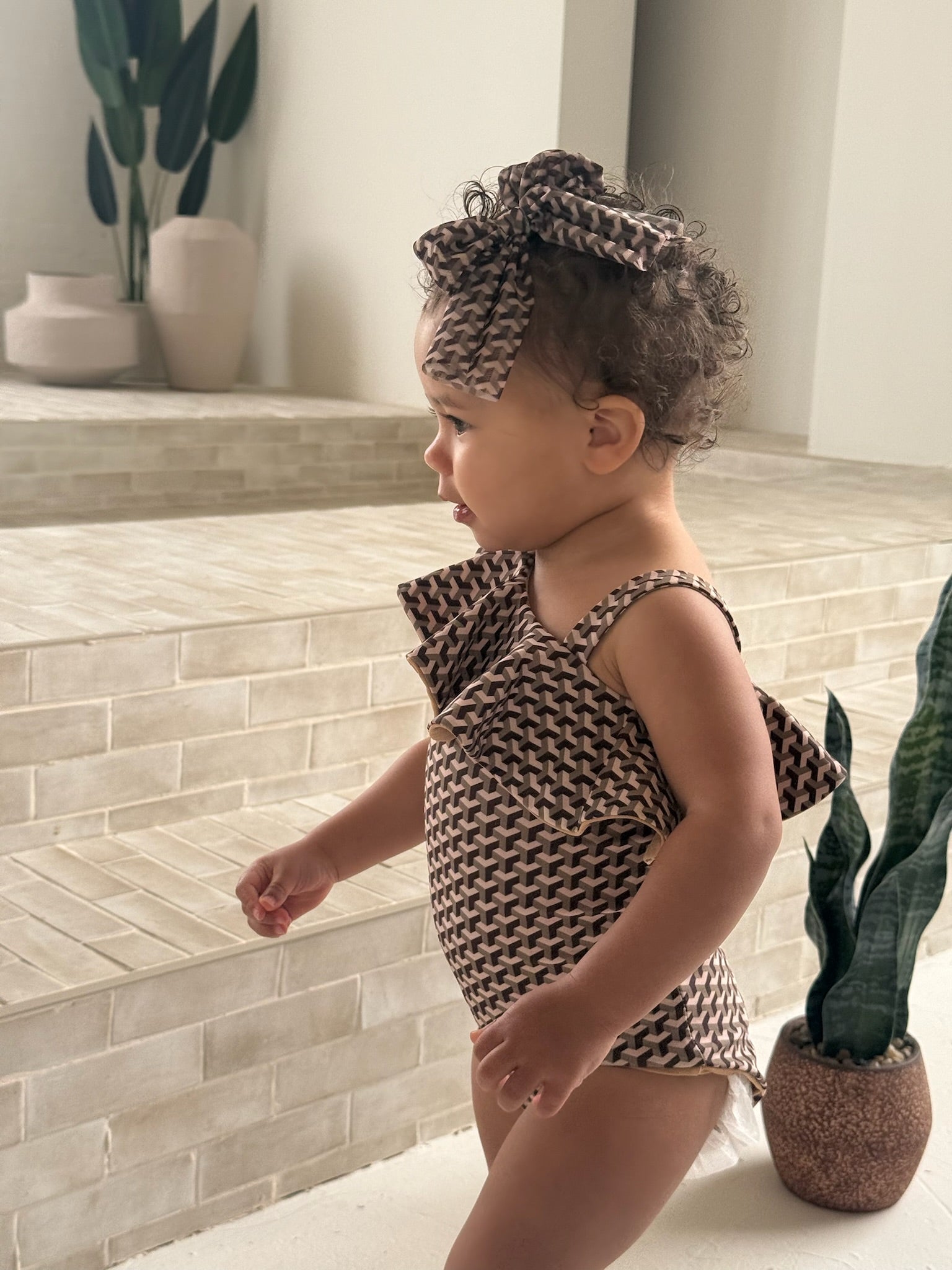 Mini Miami Taupe Large Bow