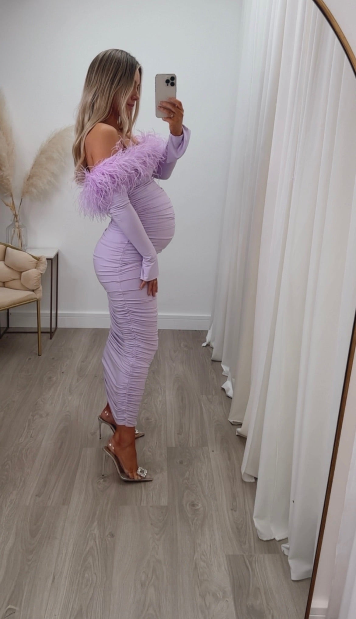 Carrie Ostrich Maternity Maxi Lilac