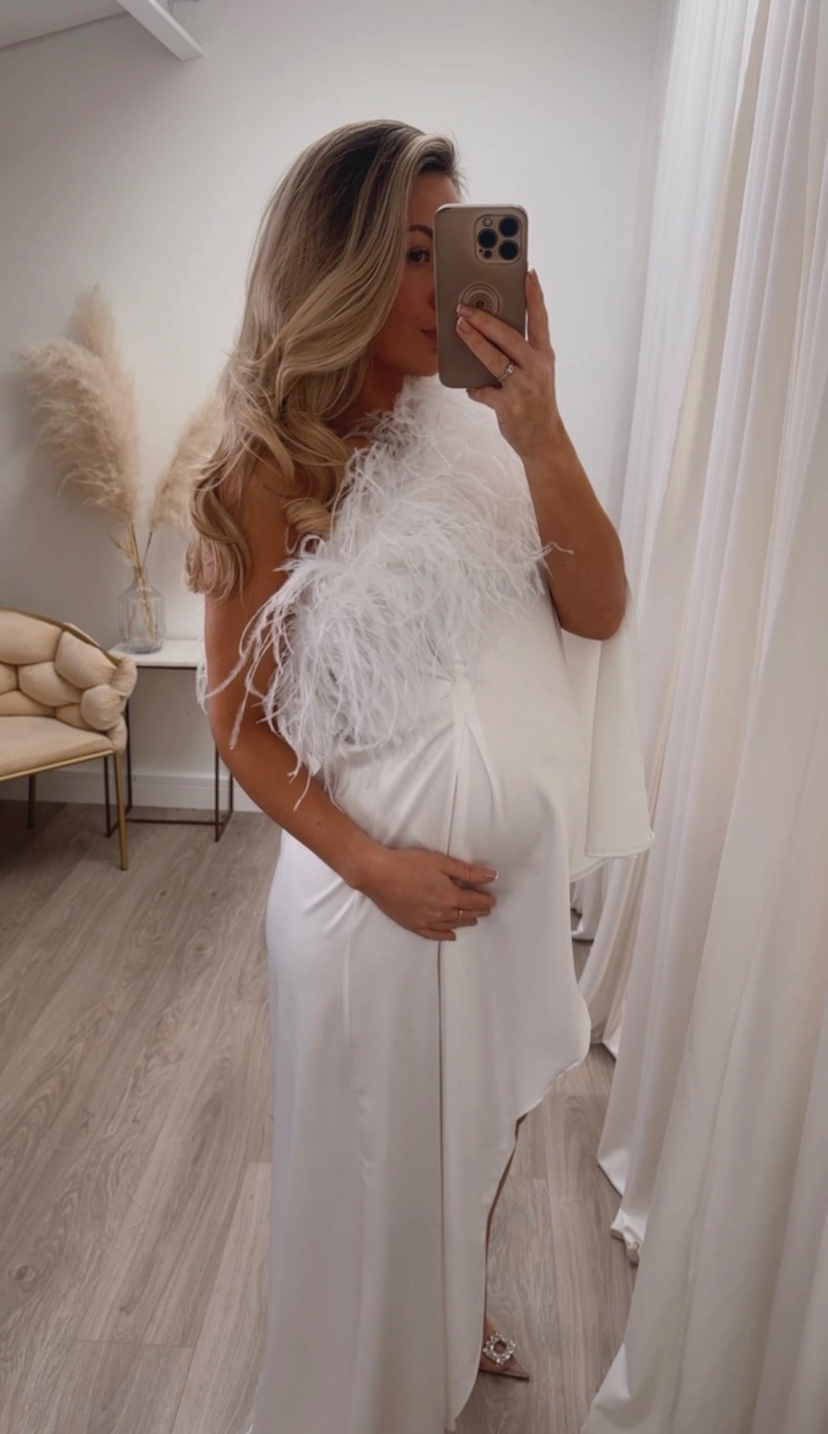 Liberty Ostrich Maternity Dress White