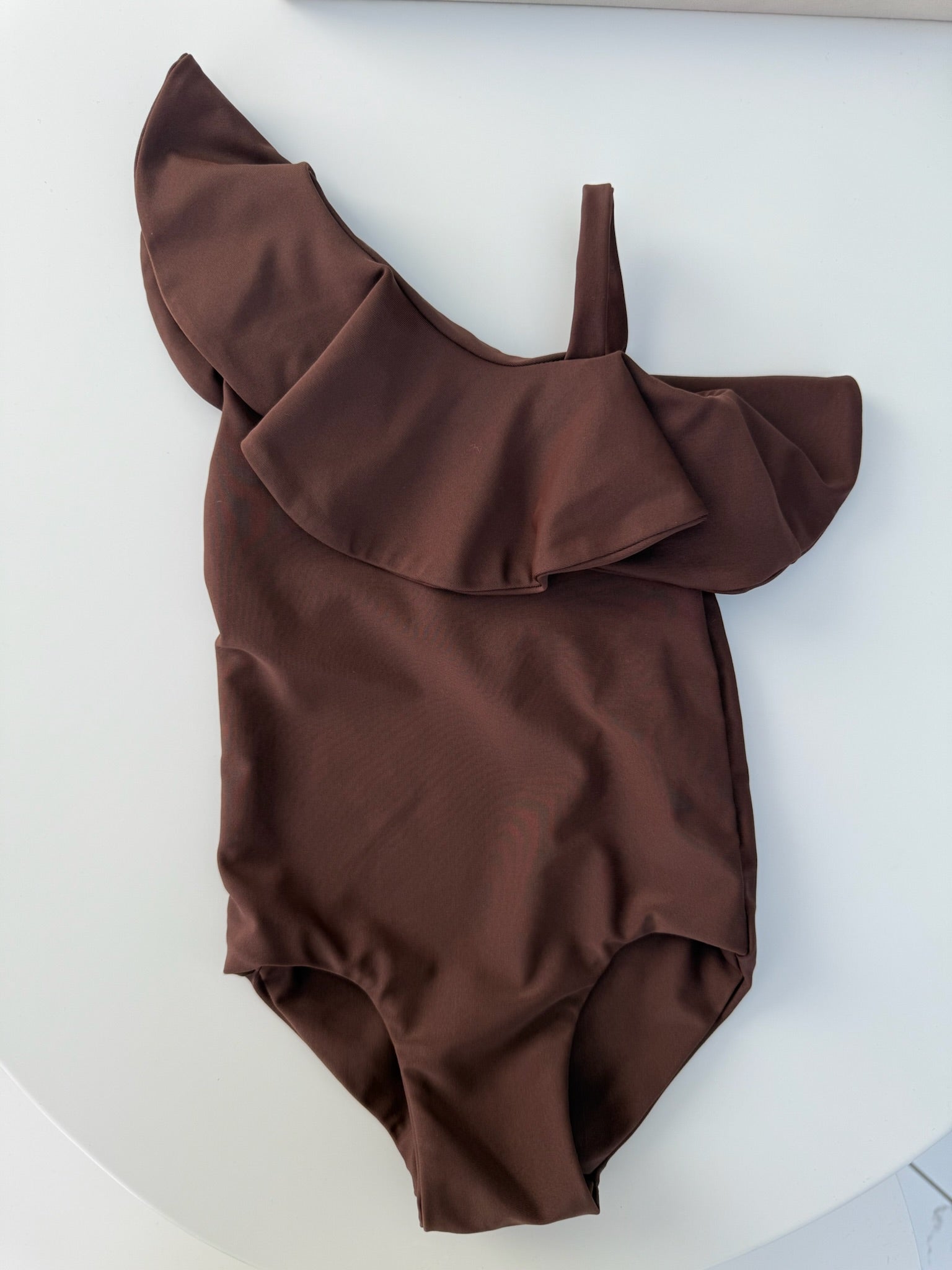 Mini Chocolate Brown Ruffle Swimsuit