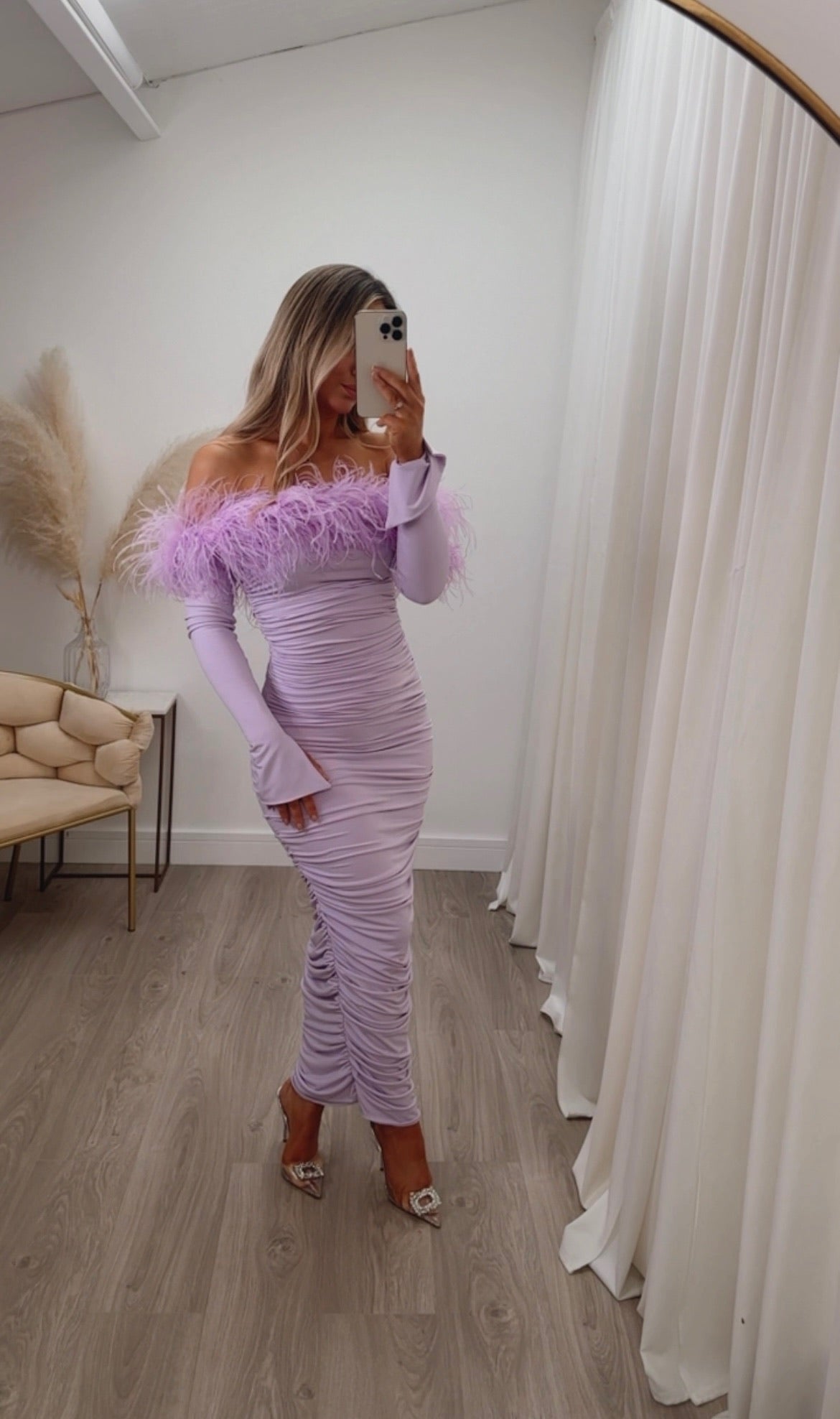 Carrie Ostrich Maxi Lilac