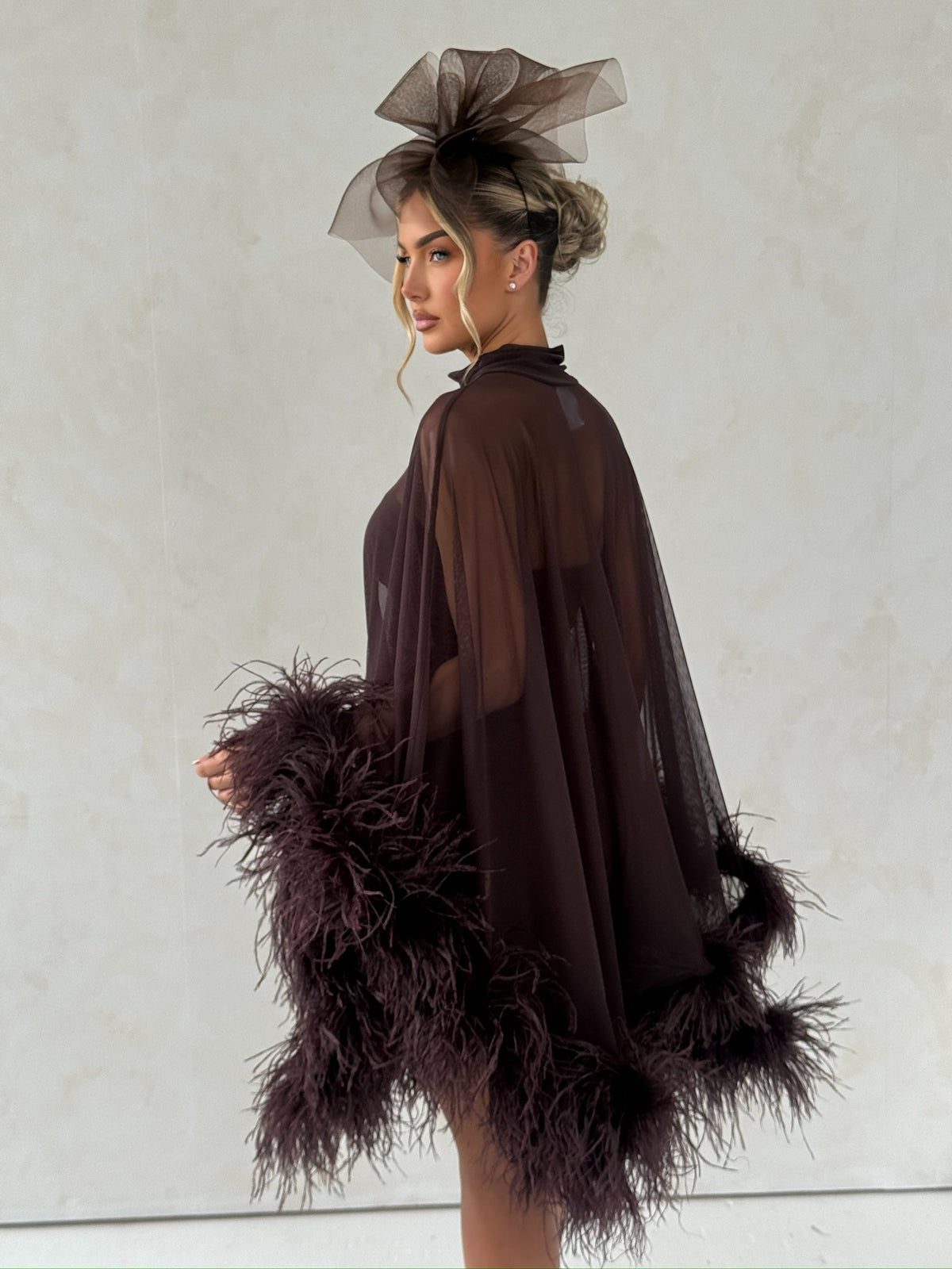 Cindy Cape Dress Two Piece Set Chocolate Brown