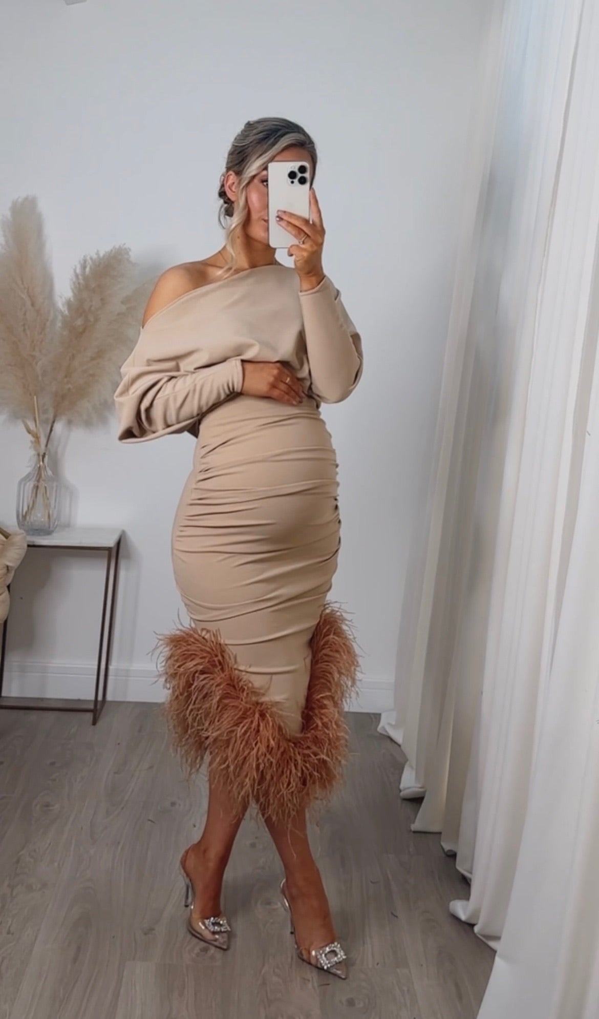 Arella Maternity Dress Beige
