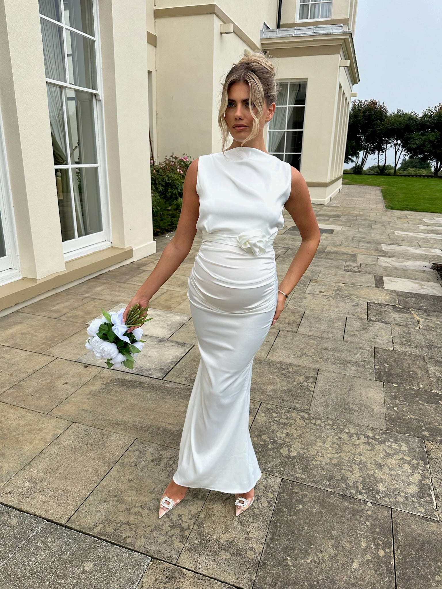 Bali Maternity Belt Dress White