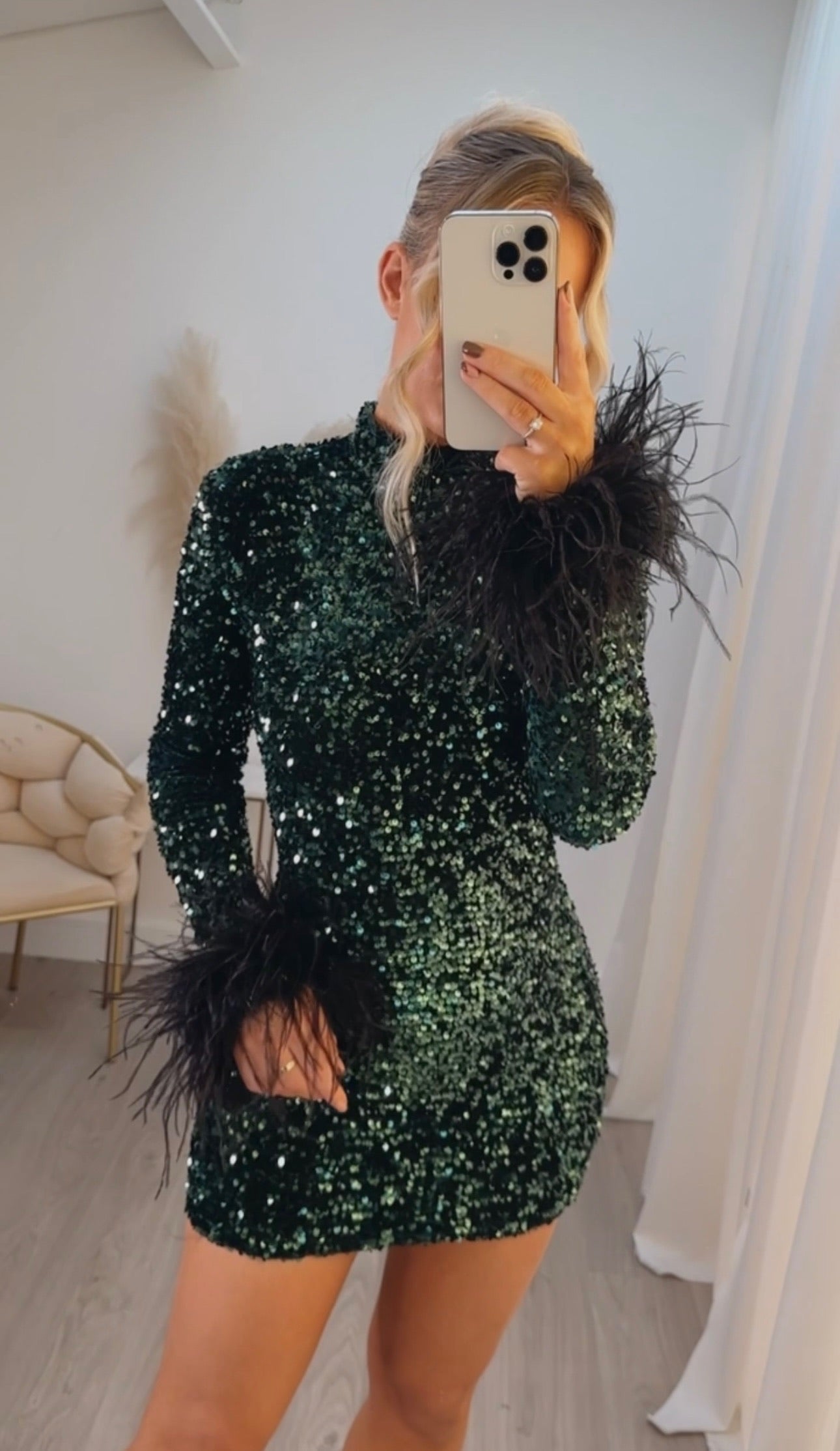 Sequin Mini Dress Emerald