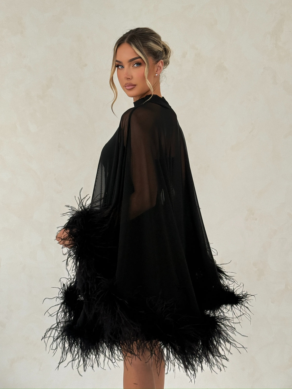 Cindy Cape Dress Two Piece Set Black