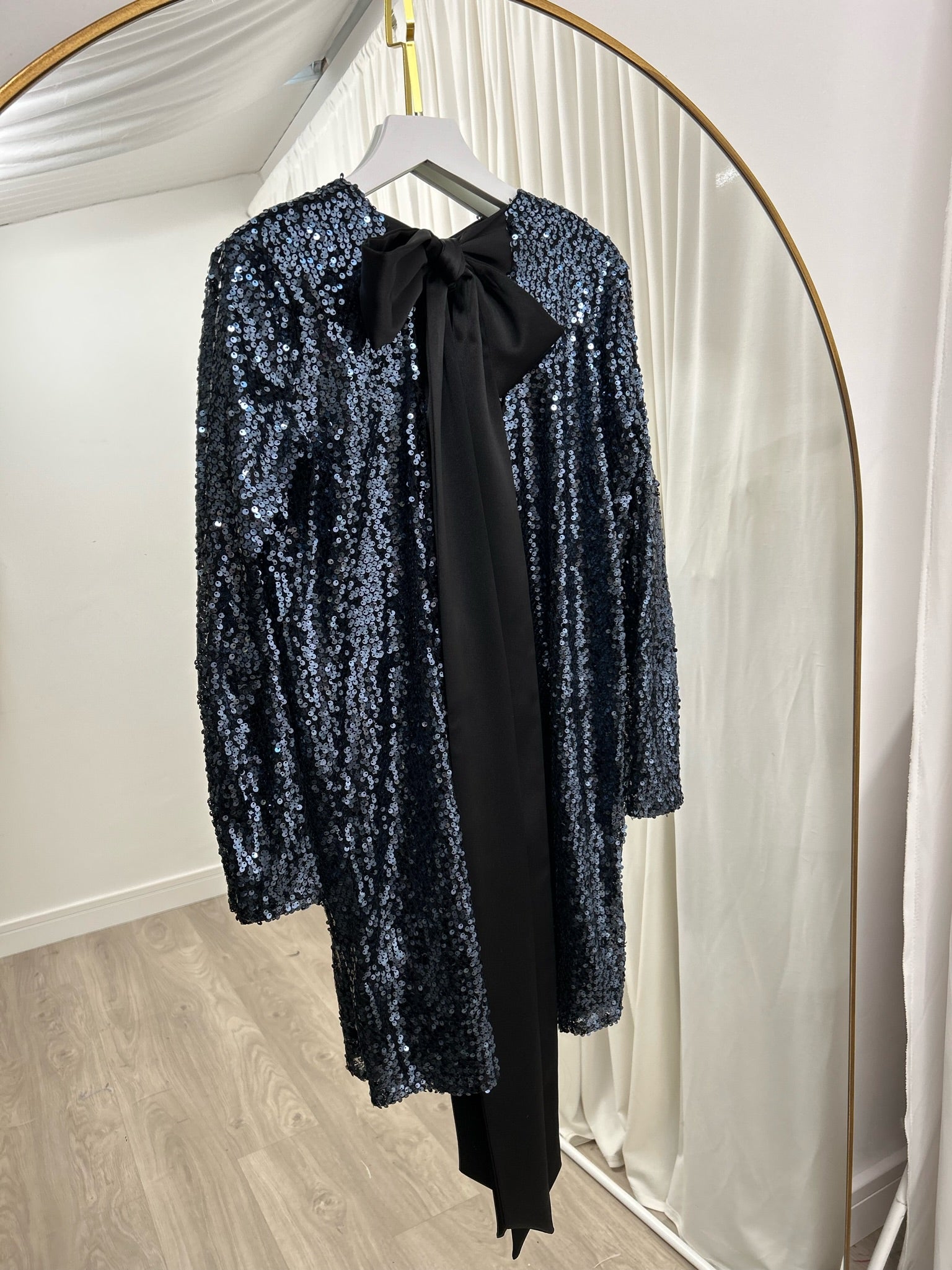 Belle Mini Dress Gunmetal Sequin