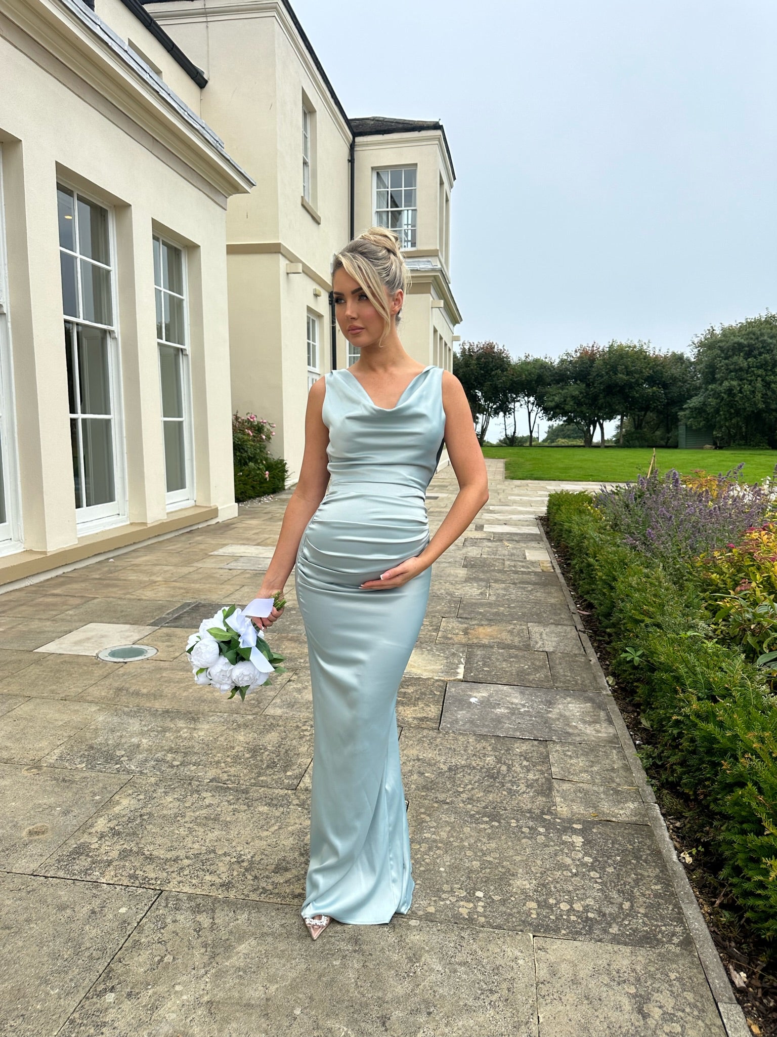 Santorini Maternity Dress Mineral Blue
