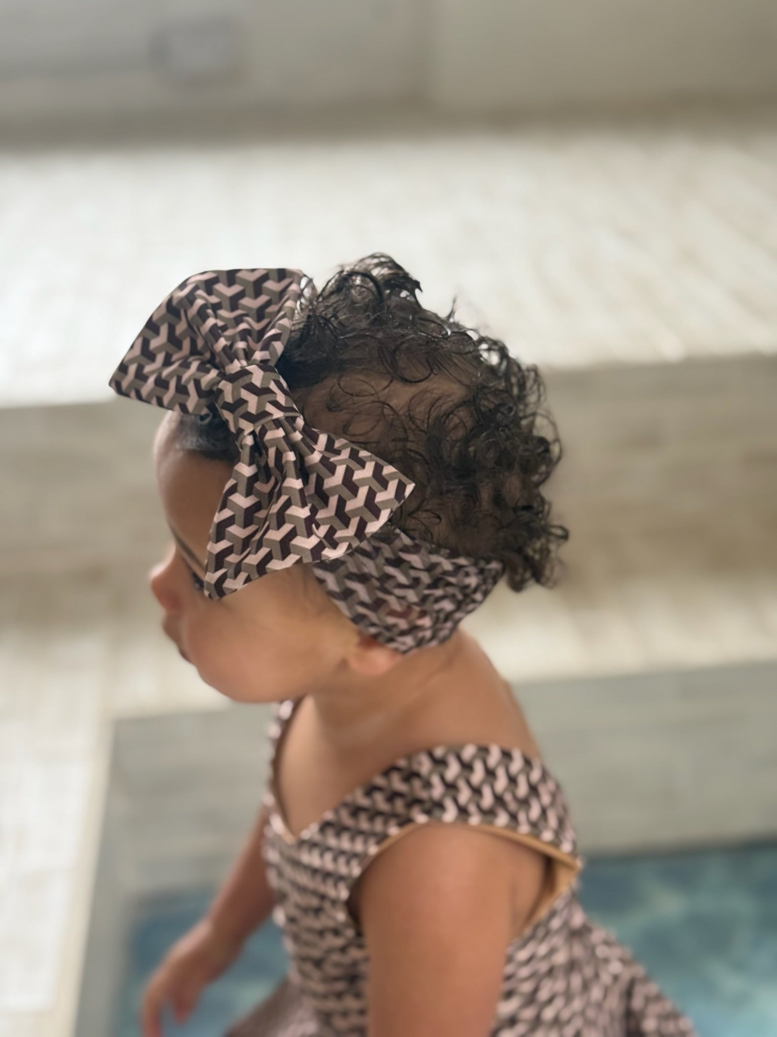 Mini Miami Taupe Bow Headband