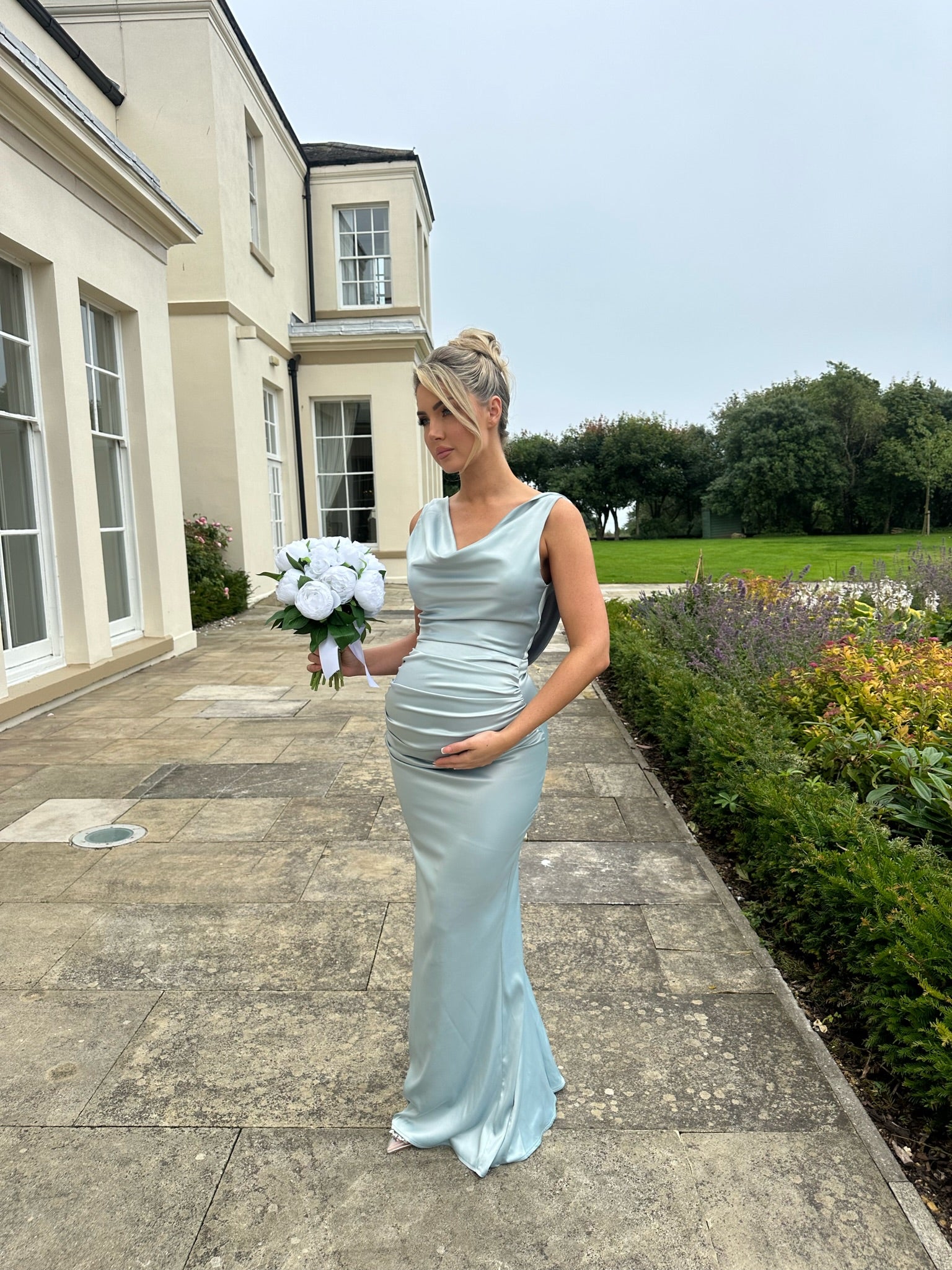 Santorini Maternity Dress Mineral Blue