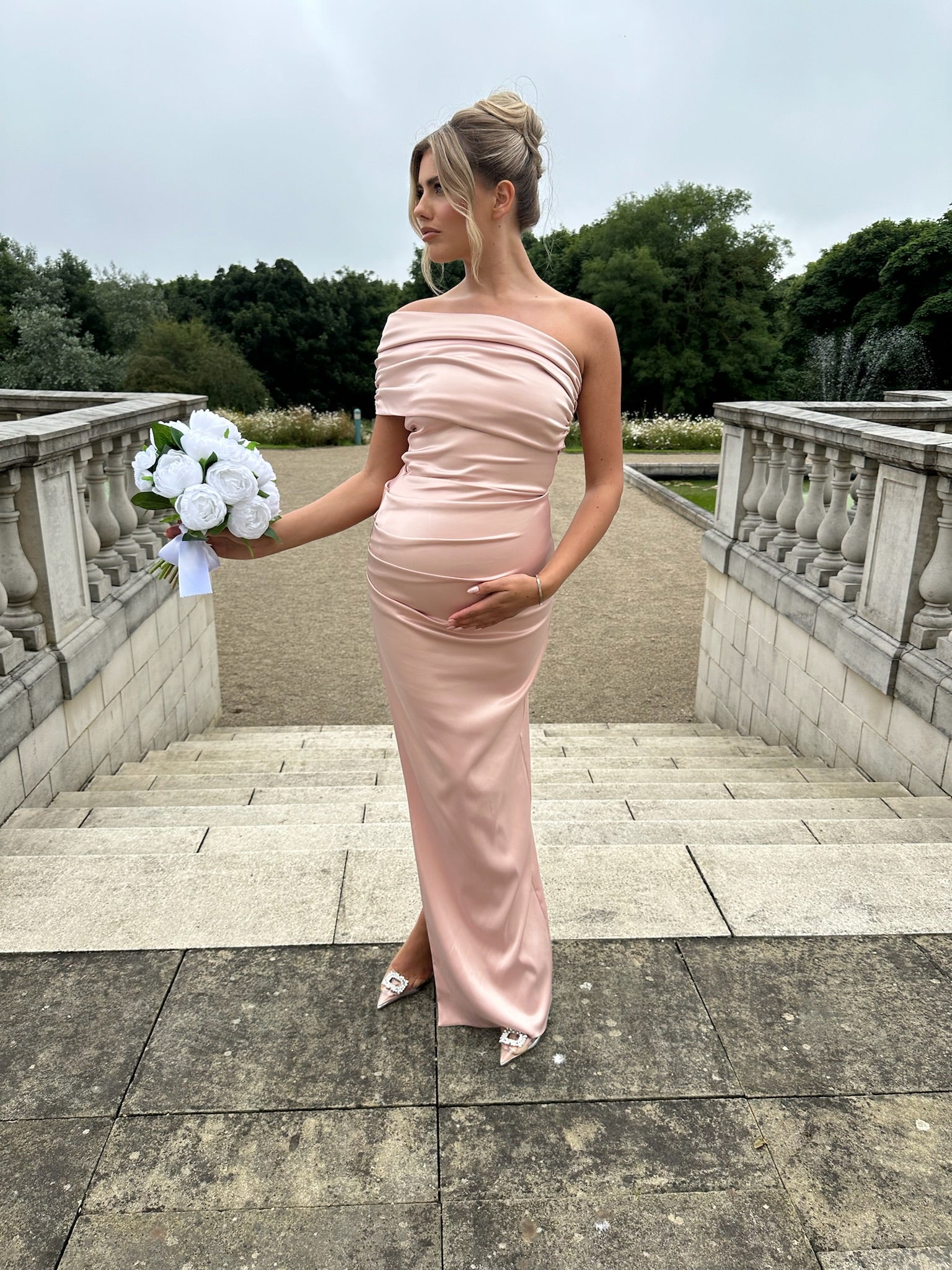 Monaco Maternity Dress Blush Pink