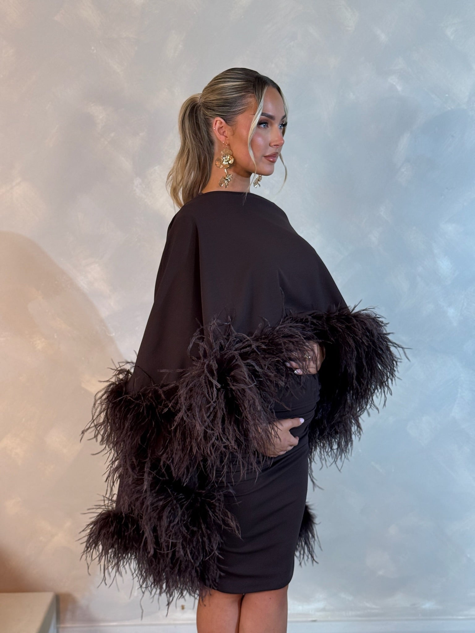 Kylie Cape Midi Skirt Maternity Set chocolate brown